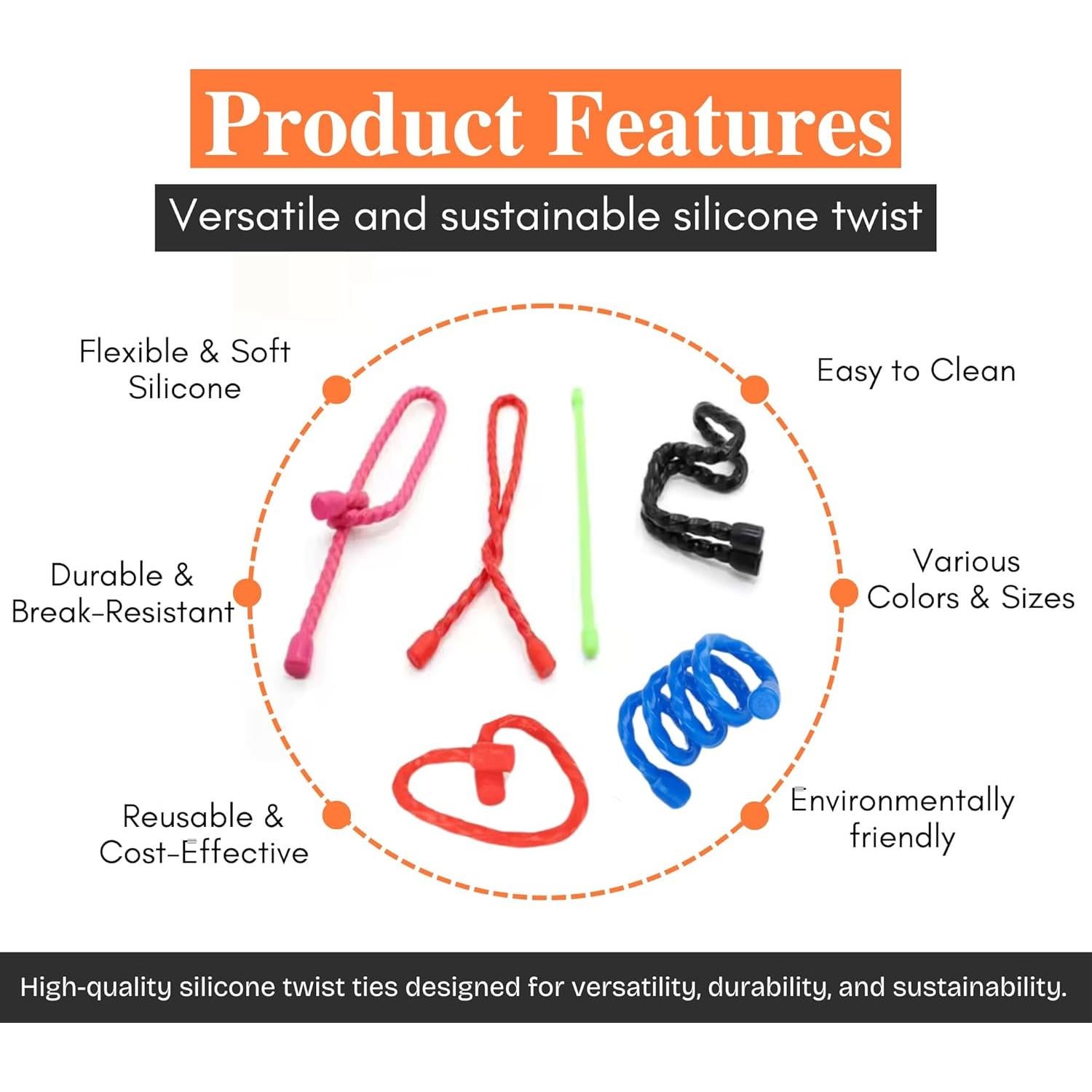 12 Sujetadores de Silicona GREOCE Multicolor 20cm Reutilizables