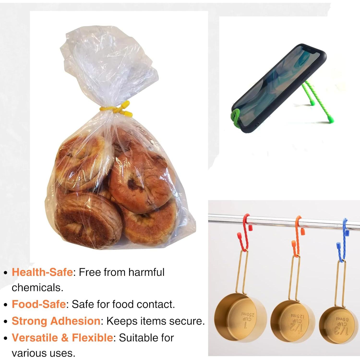 12 Sujetadores de Silicona GREOCE Multicolor 20cm Reutilizables