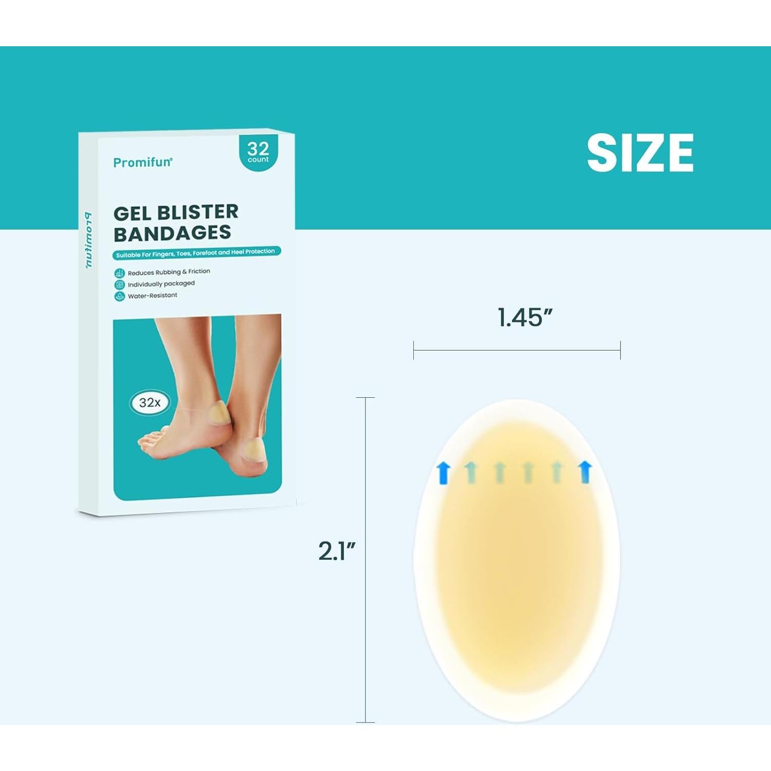 Vendajes para Ampollas Promifun - Gel Hidrosoluble Impermeable - 32 Unidades