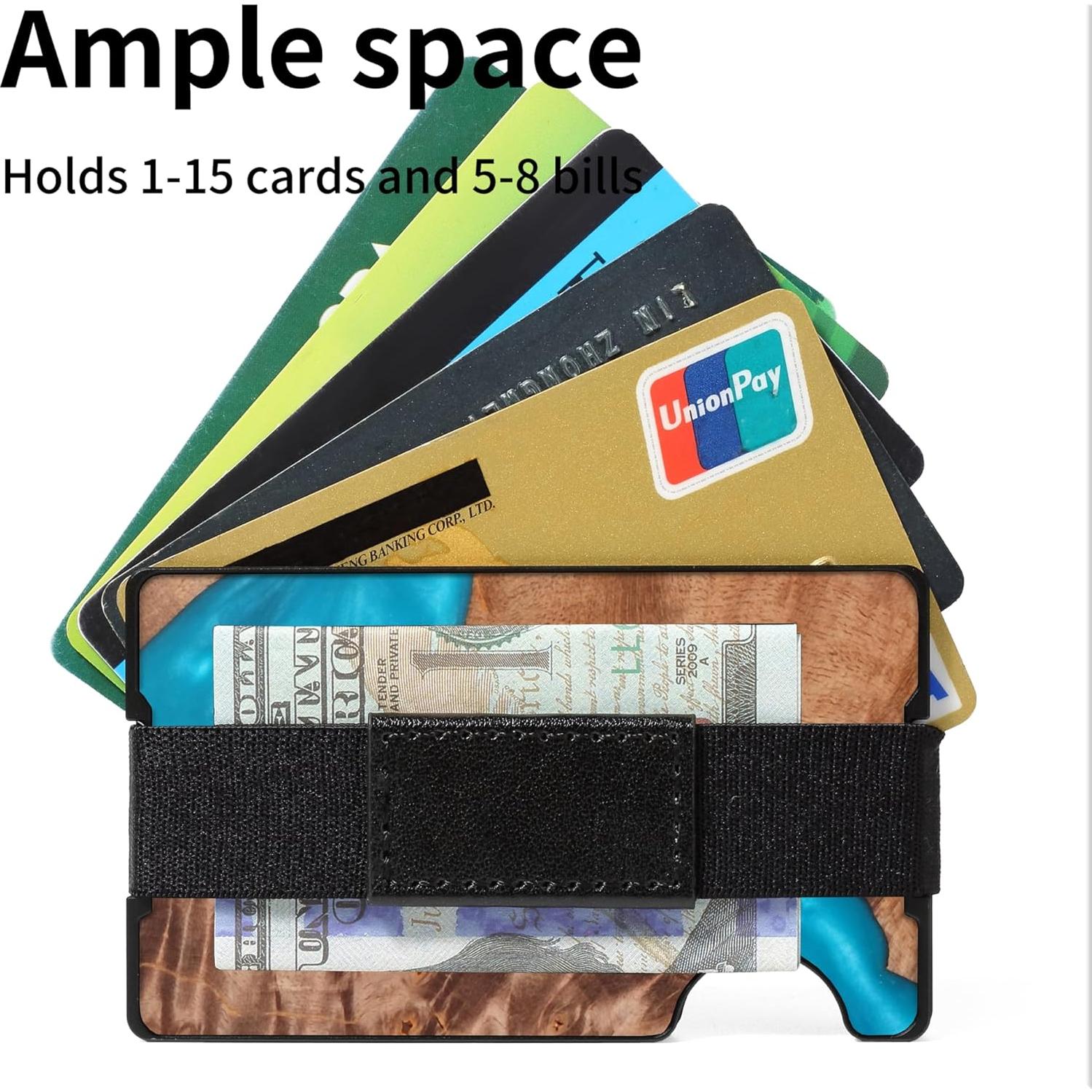 Billetera Minimalista RFID de Fibra de Carbono para Hombre - Resina Azul Aqua