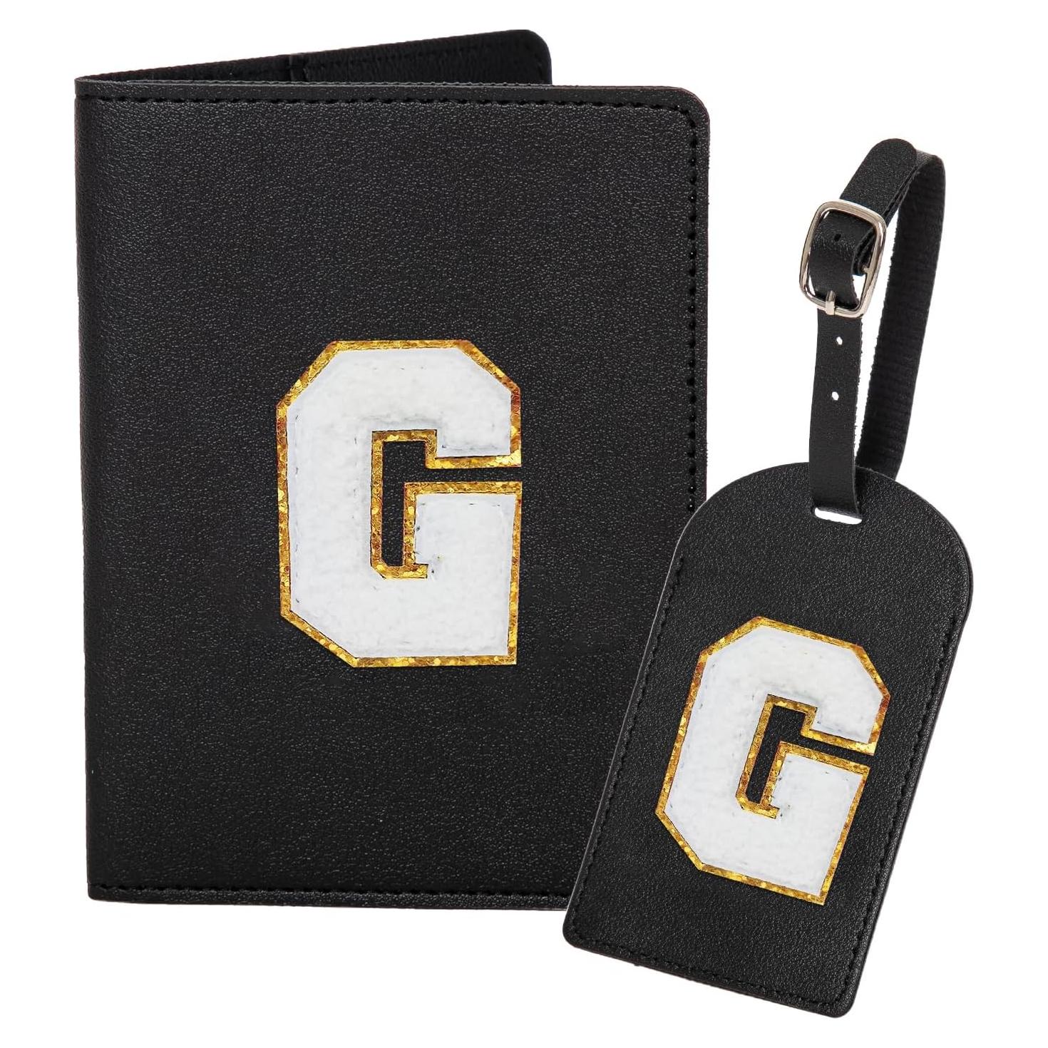 Juego de Funda de Pasaporte y Etiqueta de Equipaje Ulico Initial Negro