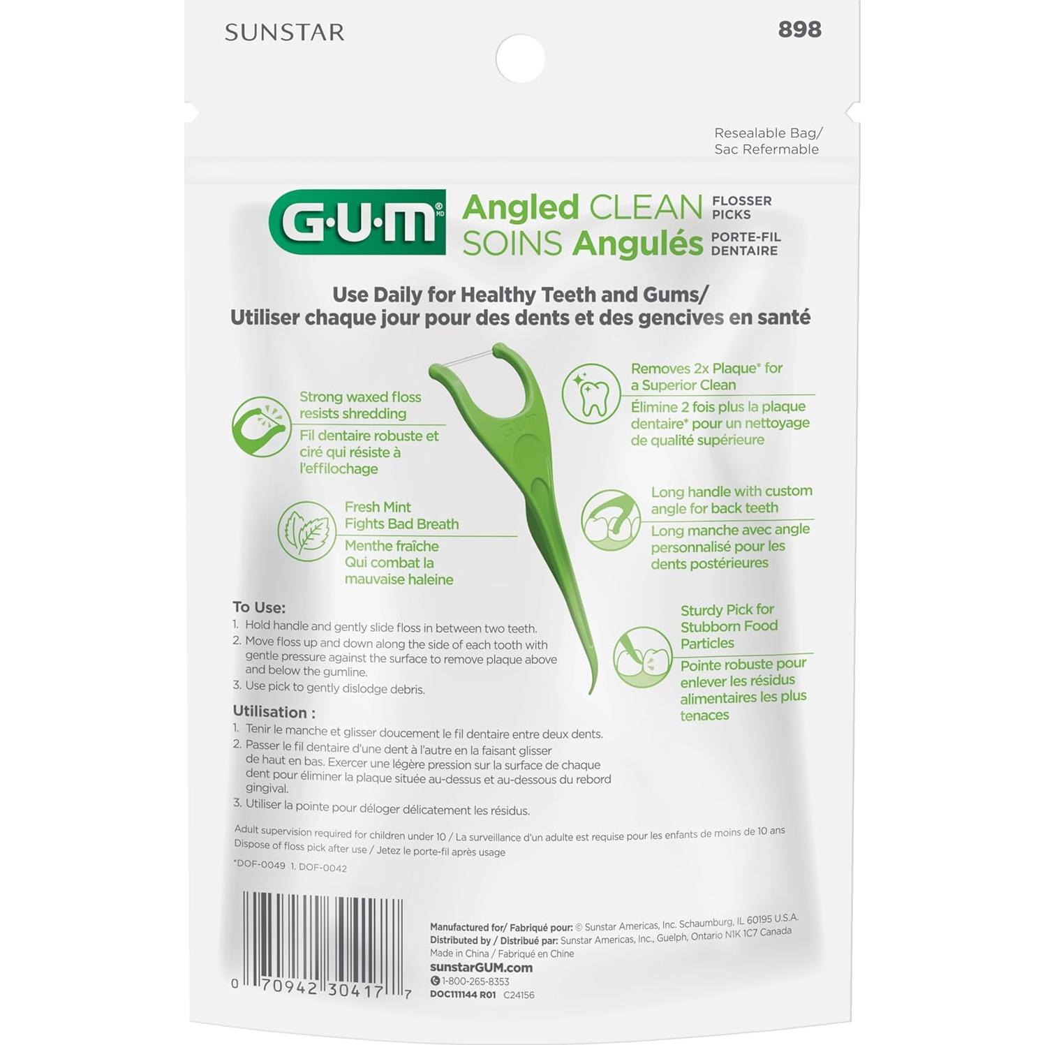 Palillos de Hilo Dental GUM Angulados 75 Unidades Sabor Menta