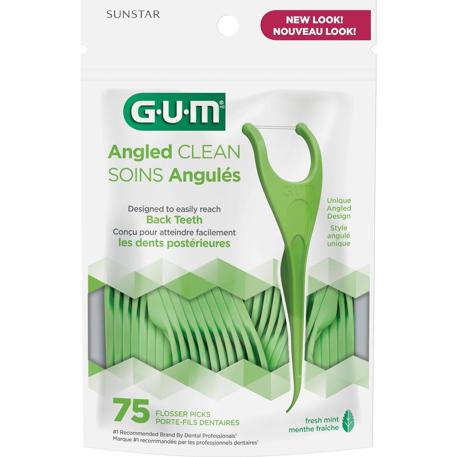 Palillos de Hilo Dental GUM Angulados 75 Unidades Sabor Menta