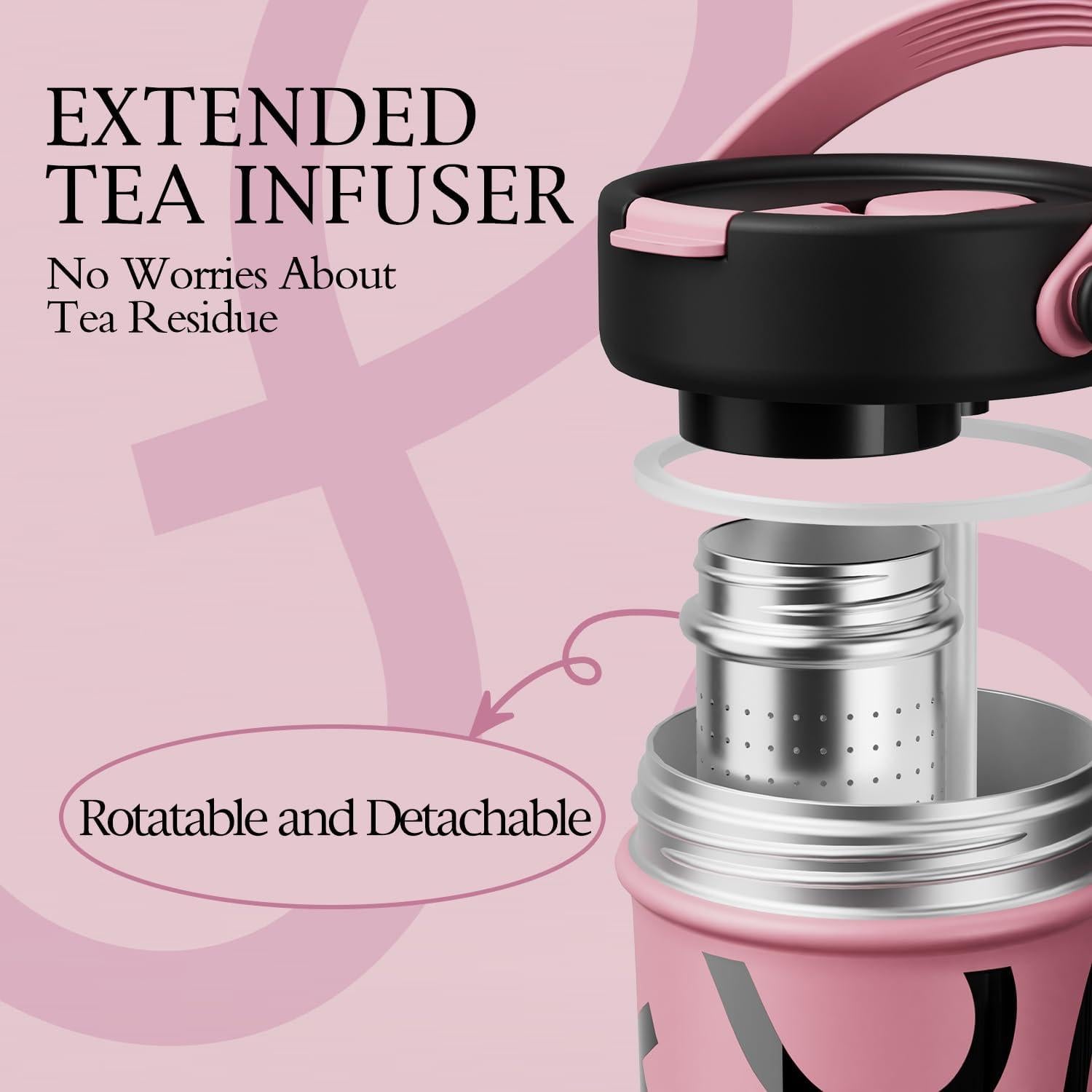 Vaso GOOM 20 oz Acero Inoxidable 18/10 Rosa con Infusor