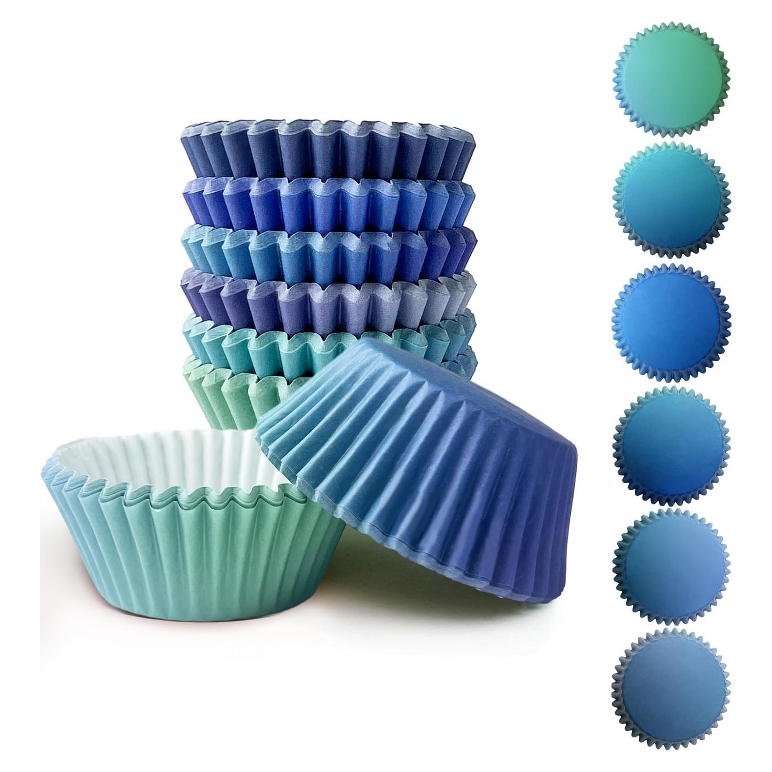 Forros para Cupcakes Qiqee 300 pcs Gradiente Azul Mini