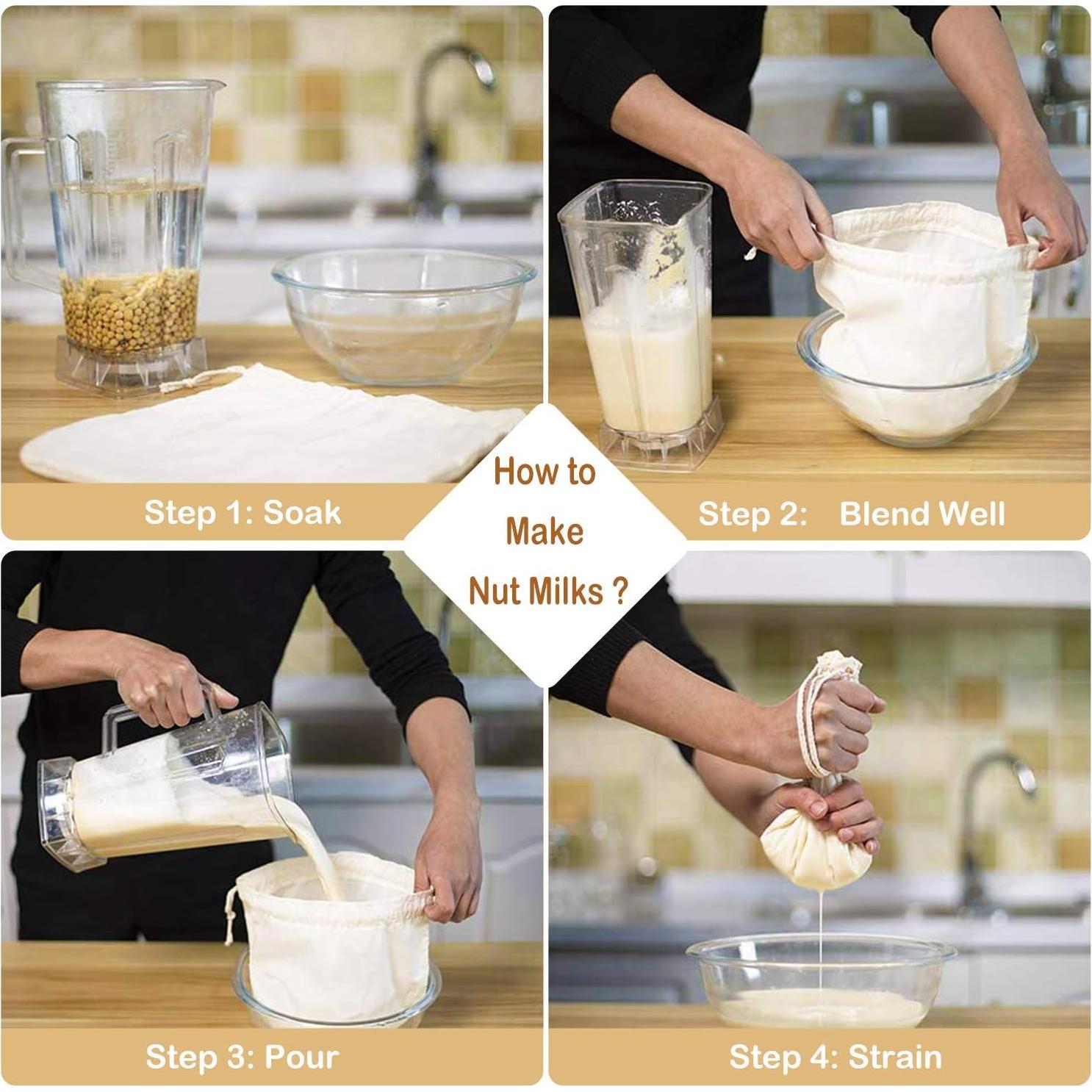 Bolsas de Leche de Nueces Fancymay 3 PCS 30.48x30.48cm Algodón