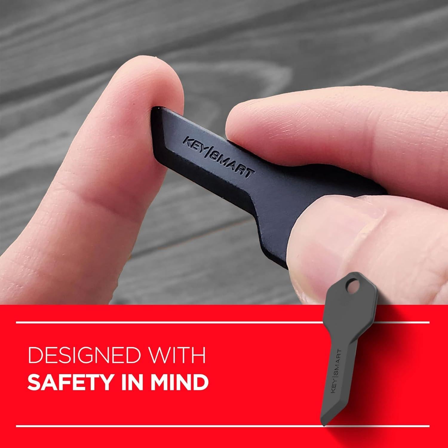 Abrepaquetes Seguro KeySmart Negro - Diseño Compacto y Duradero