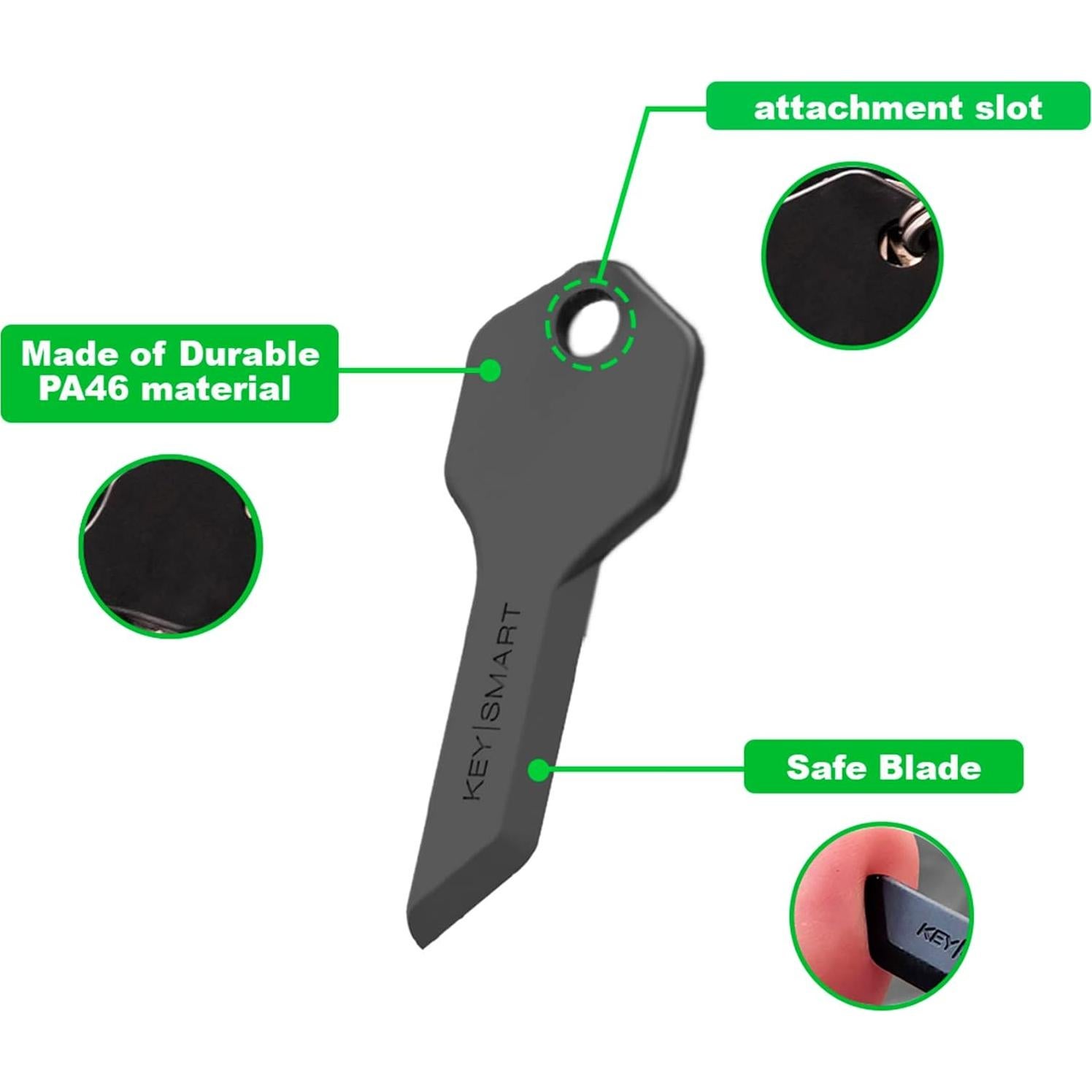 Abrepaquetes Seguro KeySmart Negro - Diseño Compacto y Duradero