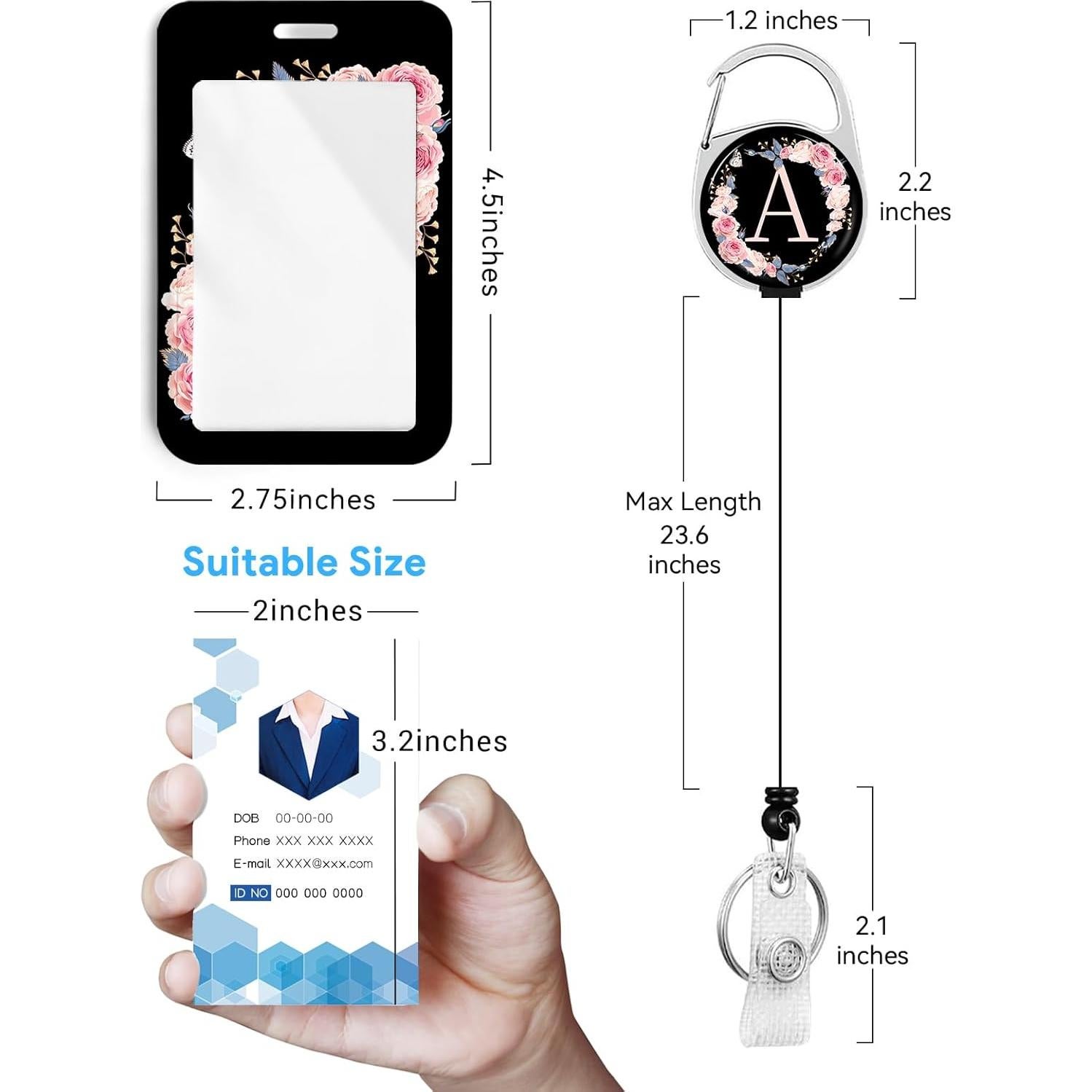 2 Paquete Titular de Identificación Rcmyll con Clip Retráctil