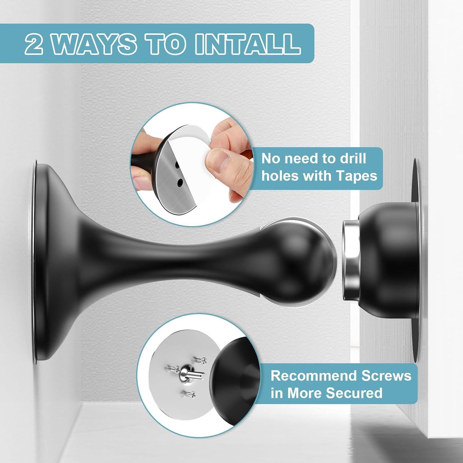 Tope de Puerta Magnético Profasion 2 Piezas Acero Inoxidable Negro