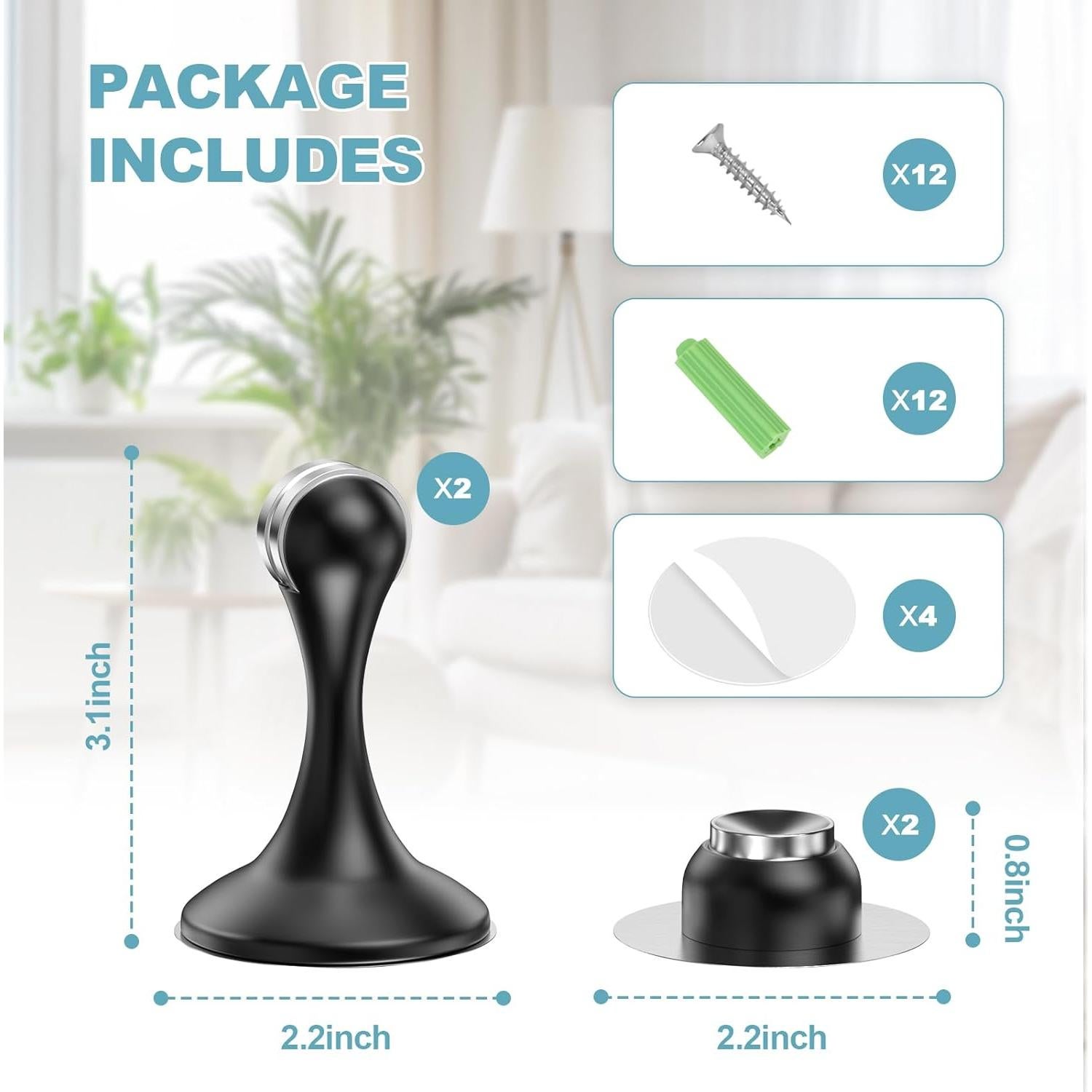 Tope de Puerta Magnético Profasion 2 Piezas Acero Inoxidable Negro