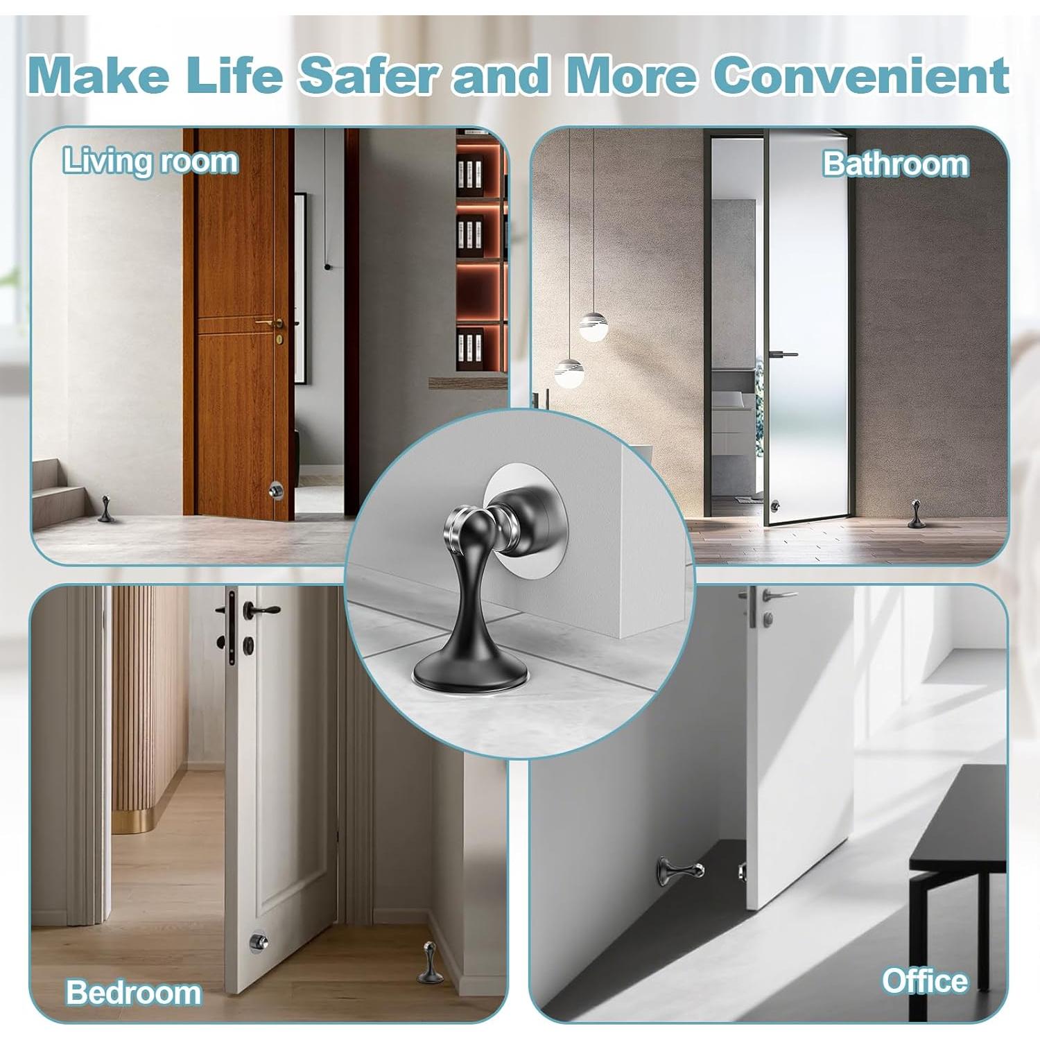 Tope de Puerta Magnético Profasion 2 Piezas Acero Inoxidable Negro