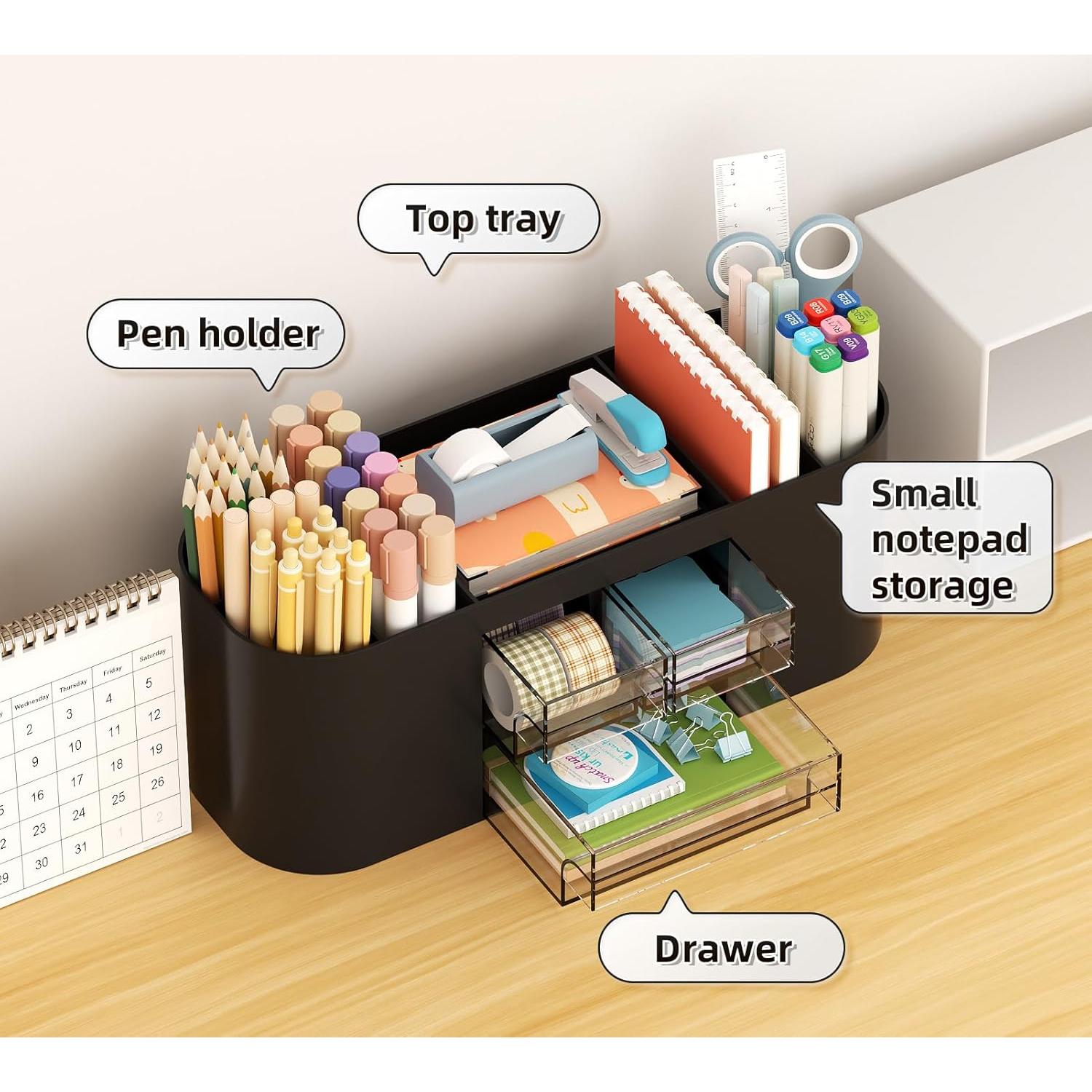 Organizador de Escritorio Marbrasse con 3 Cajones y 7 Compartimentos