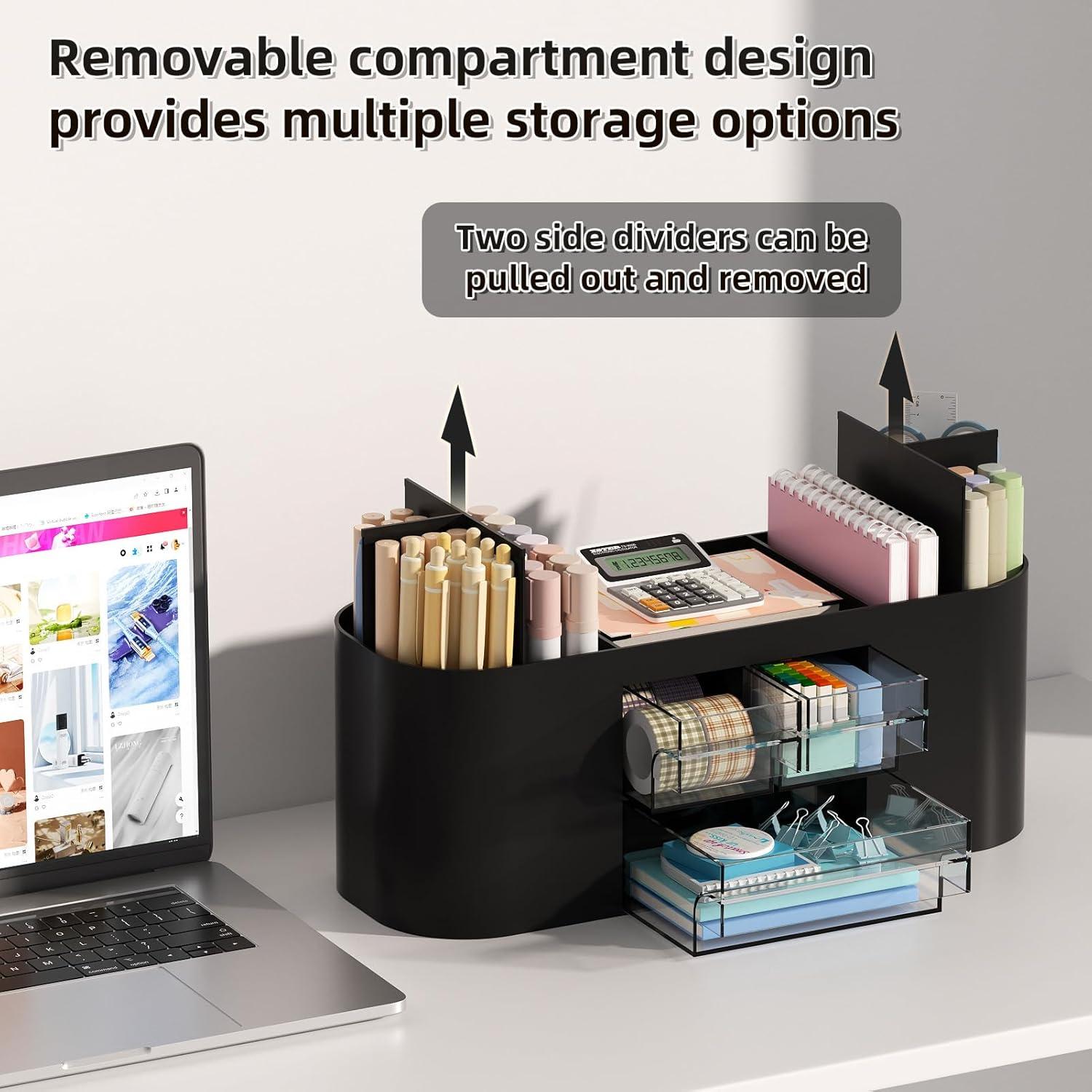 Organizador de Escritorio Marbrasse con 3 Cajones y 7 Compartimentos