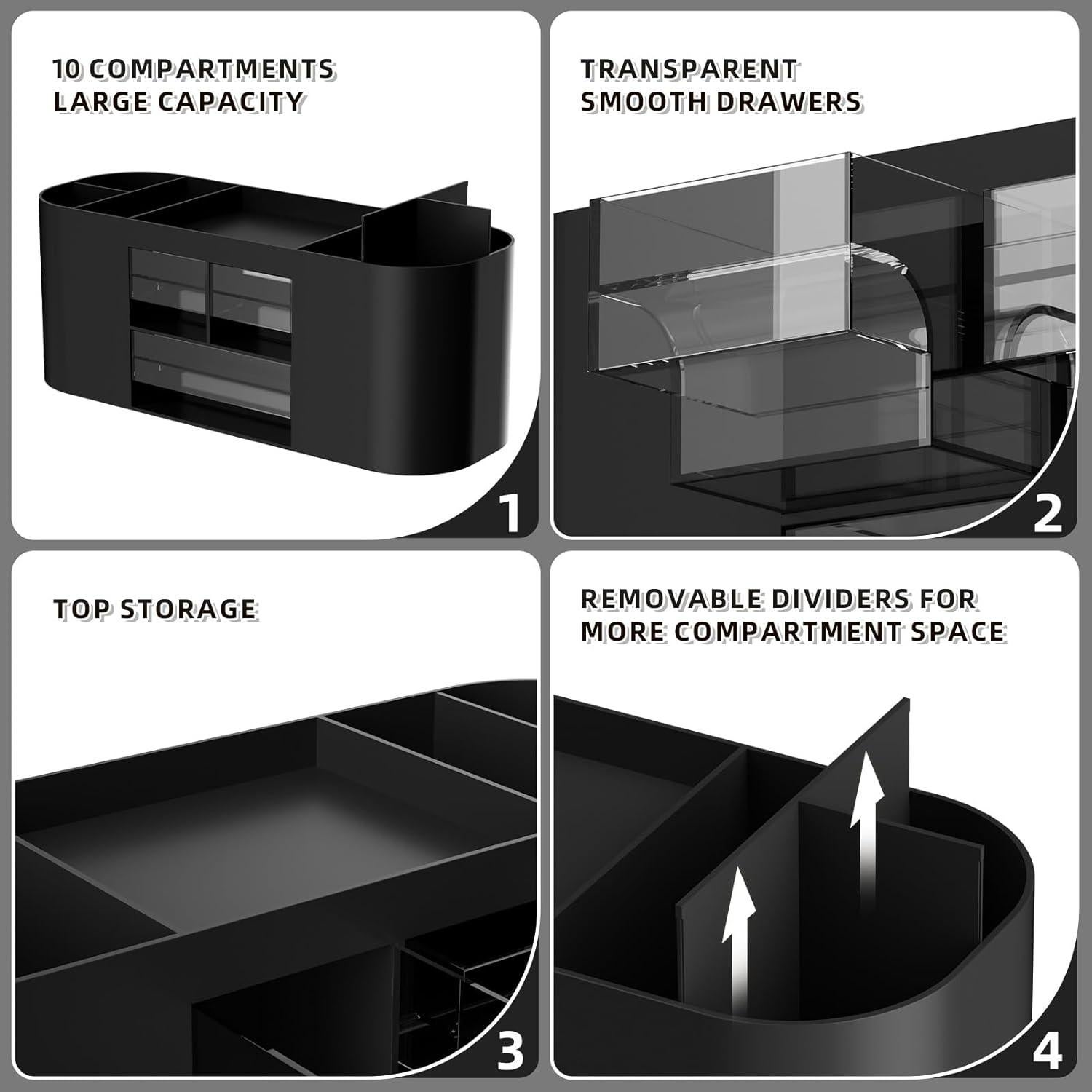 Organizador de Escritorio Marbrasse con 3 Cajones y 7 Compartimentos