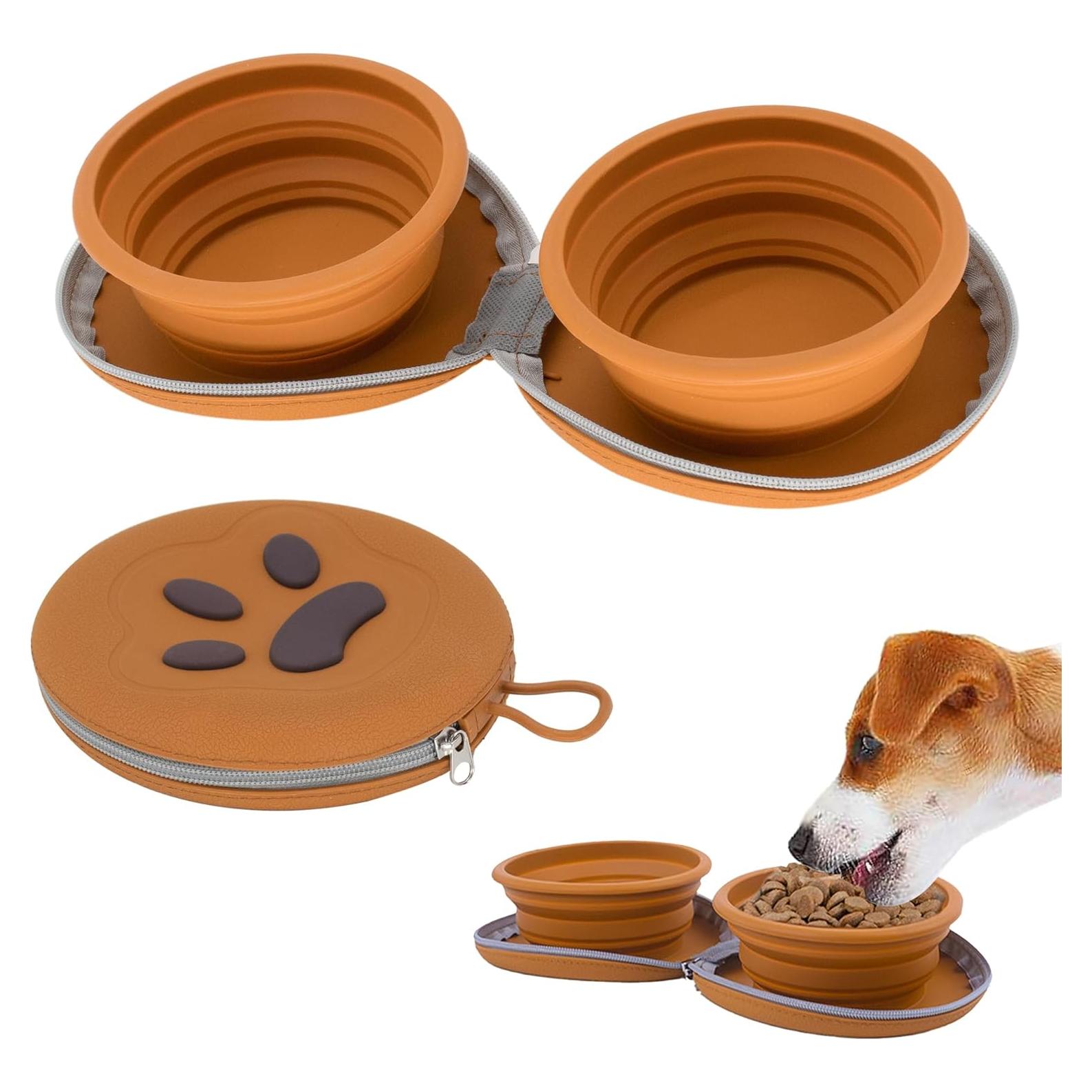 Cuenco Doble Plegable PawSailor 25oz para Mascotas Marrón