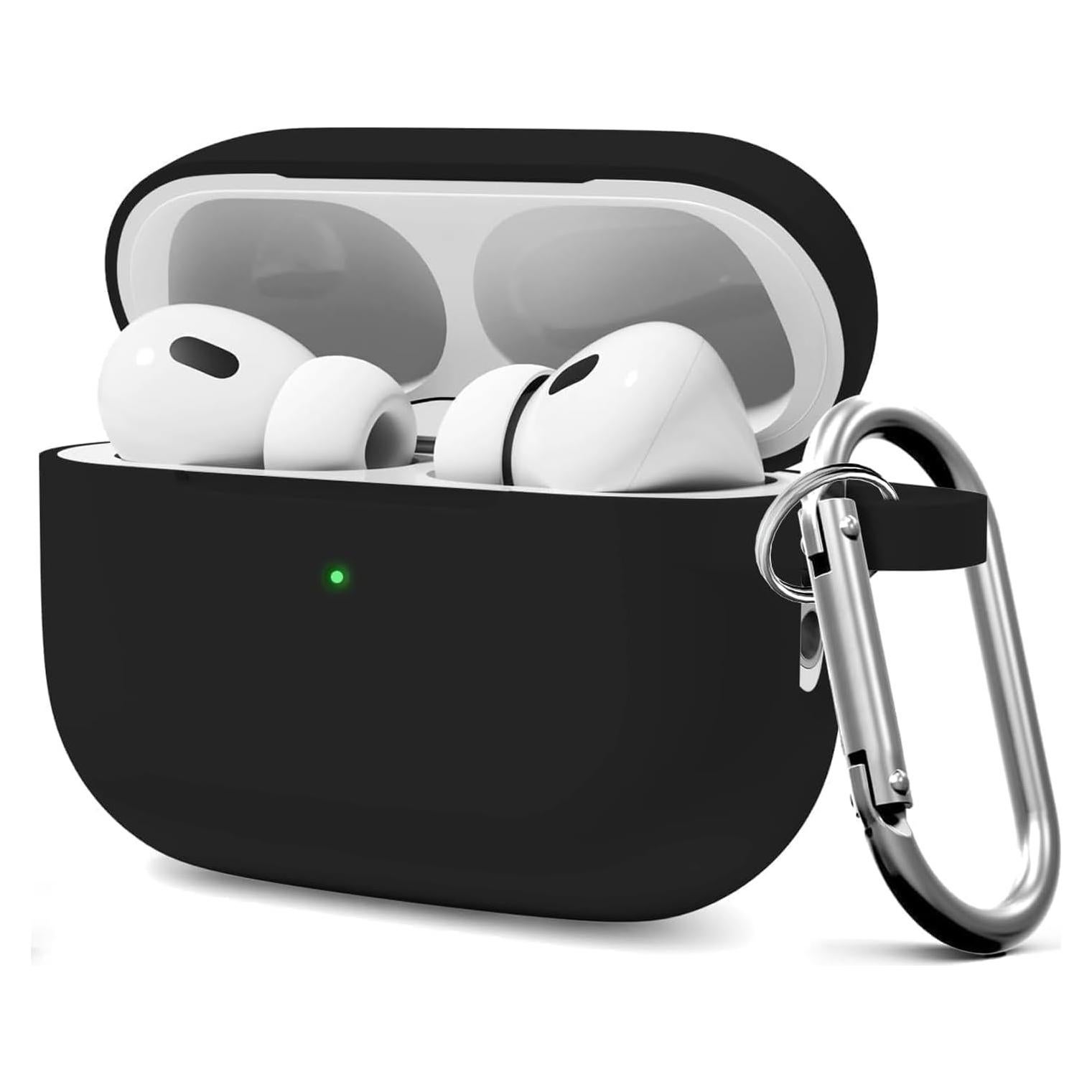for AirPods Pro 2 Case Cover, Compatible with AirPods Pro 2nd/1st Generation Case Cover Accessories with Keychain,Black