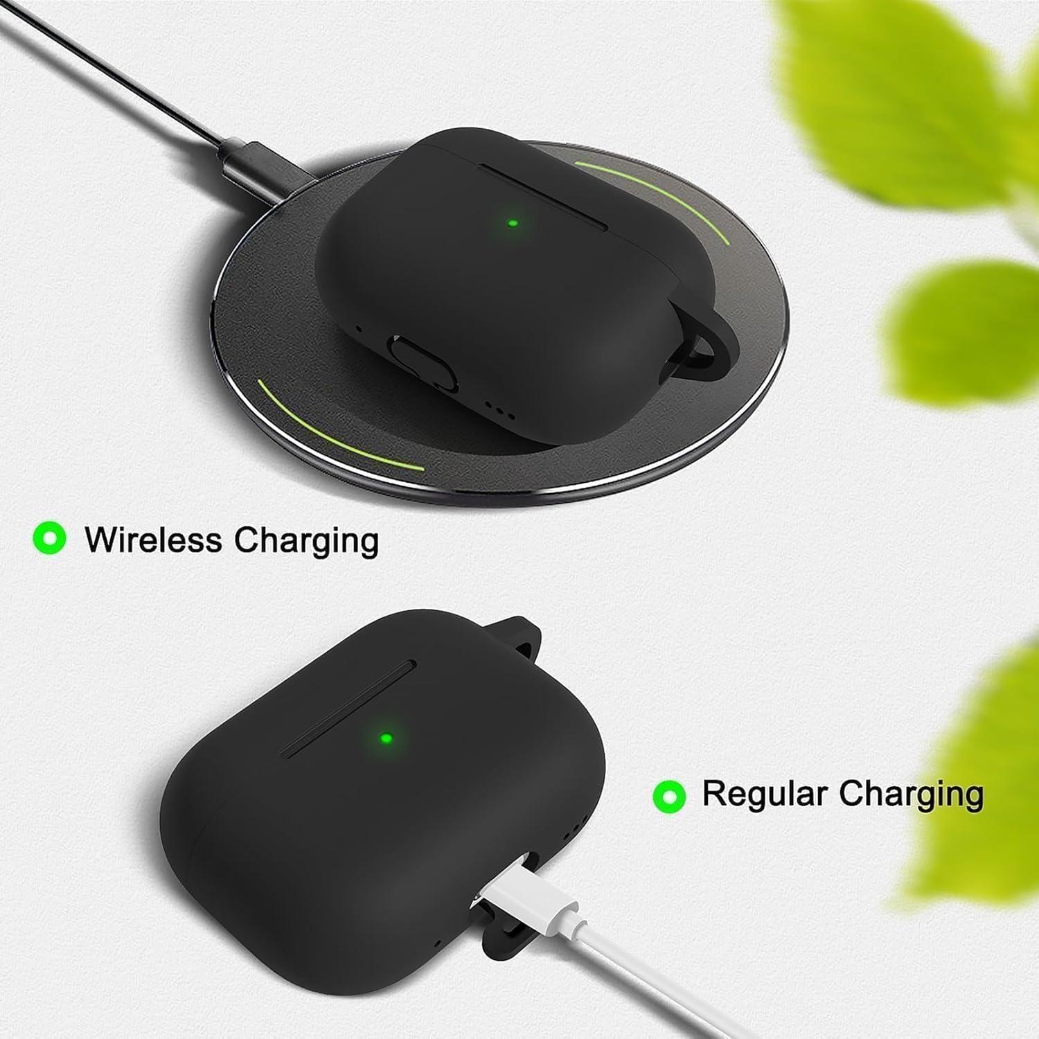 for AirPods Pro 2 Case Cover, Compatible with AirPods Pro 2nd/1st Generation Case Cover Accessories with Keychain,Black