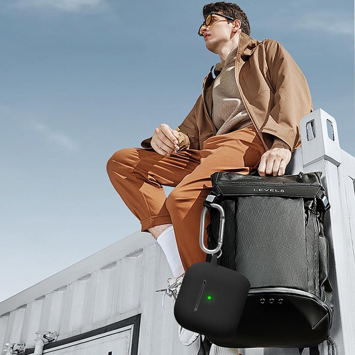 for AirPods Pro 2 Case Cover, Compatible with AirPods Pro 2nd/1st Generation Case Cover Accessories with Keychain,Black