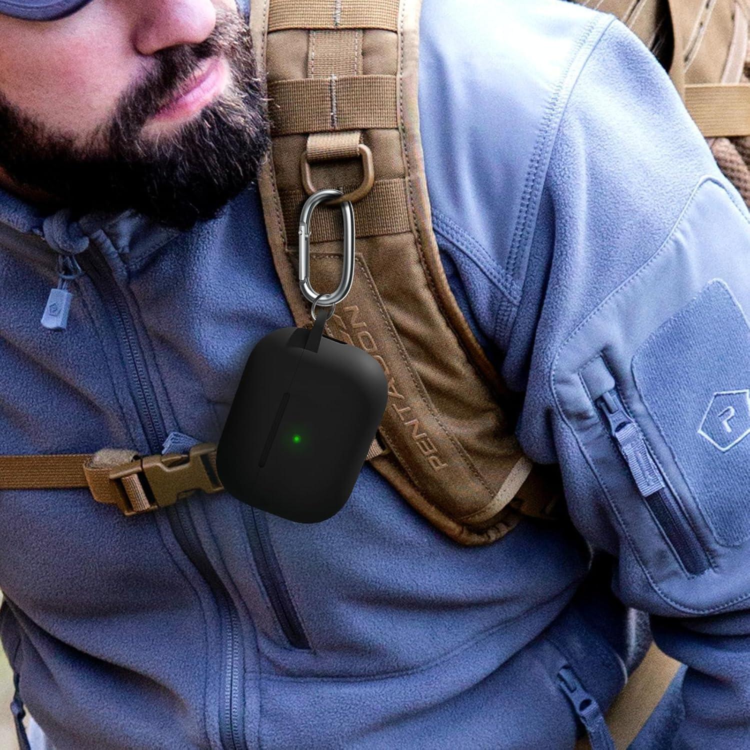 for AirPods Pro 2 Case Cover, Compatible with AirPods Pro 2nd/1st Generation Case Cover Accessories with Keychain,Black