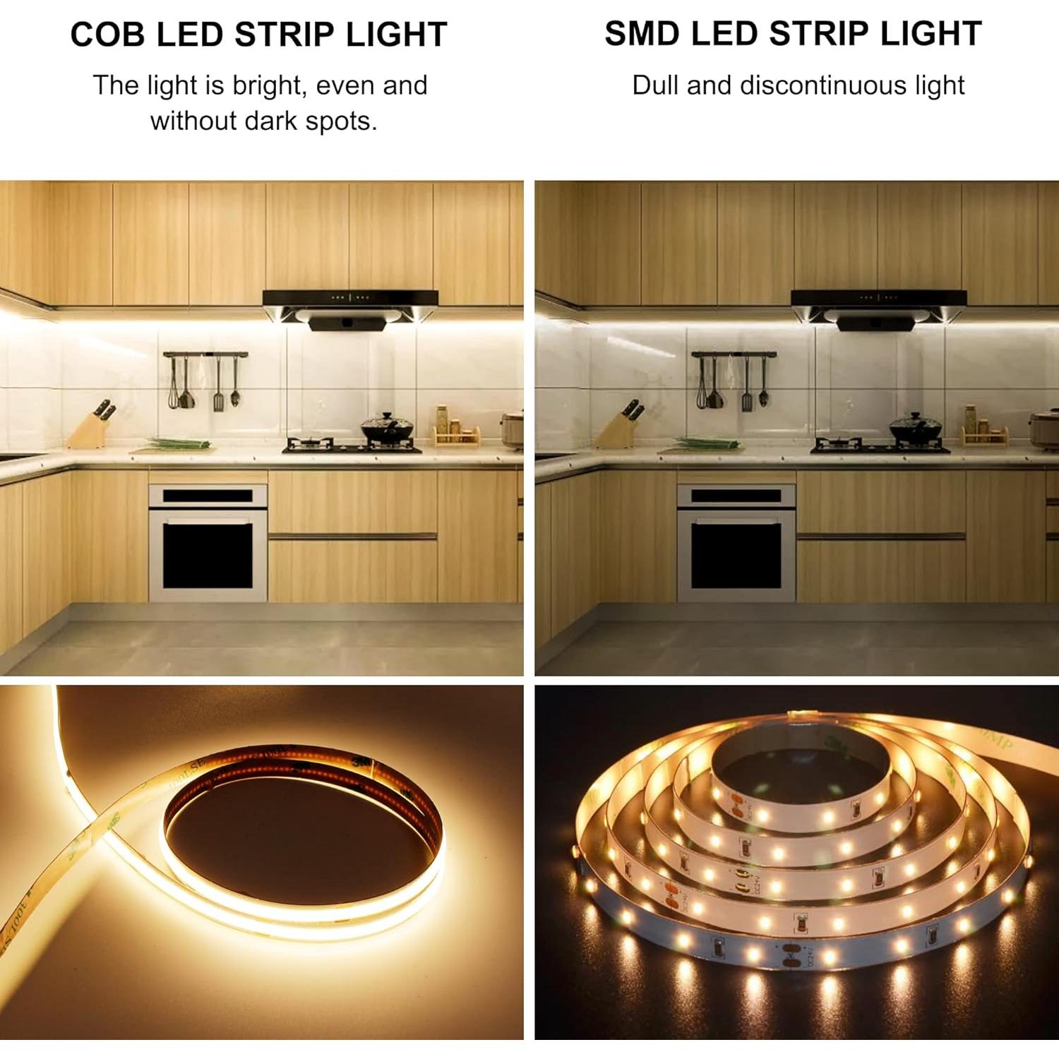 Tira de luz LED COB 5m AXMOTUT 2700K regulable con control remoto