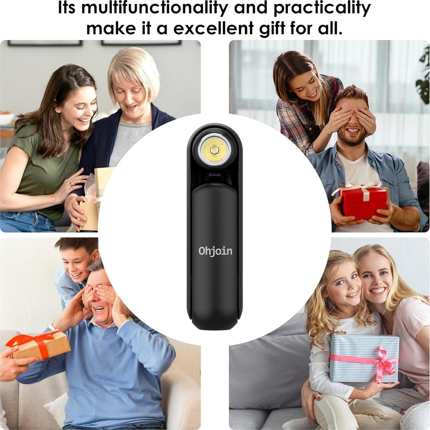 Ventilador portátil 4 en 1 Ohjoin negro, recargable USB