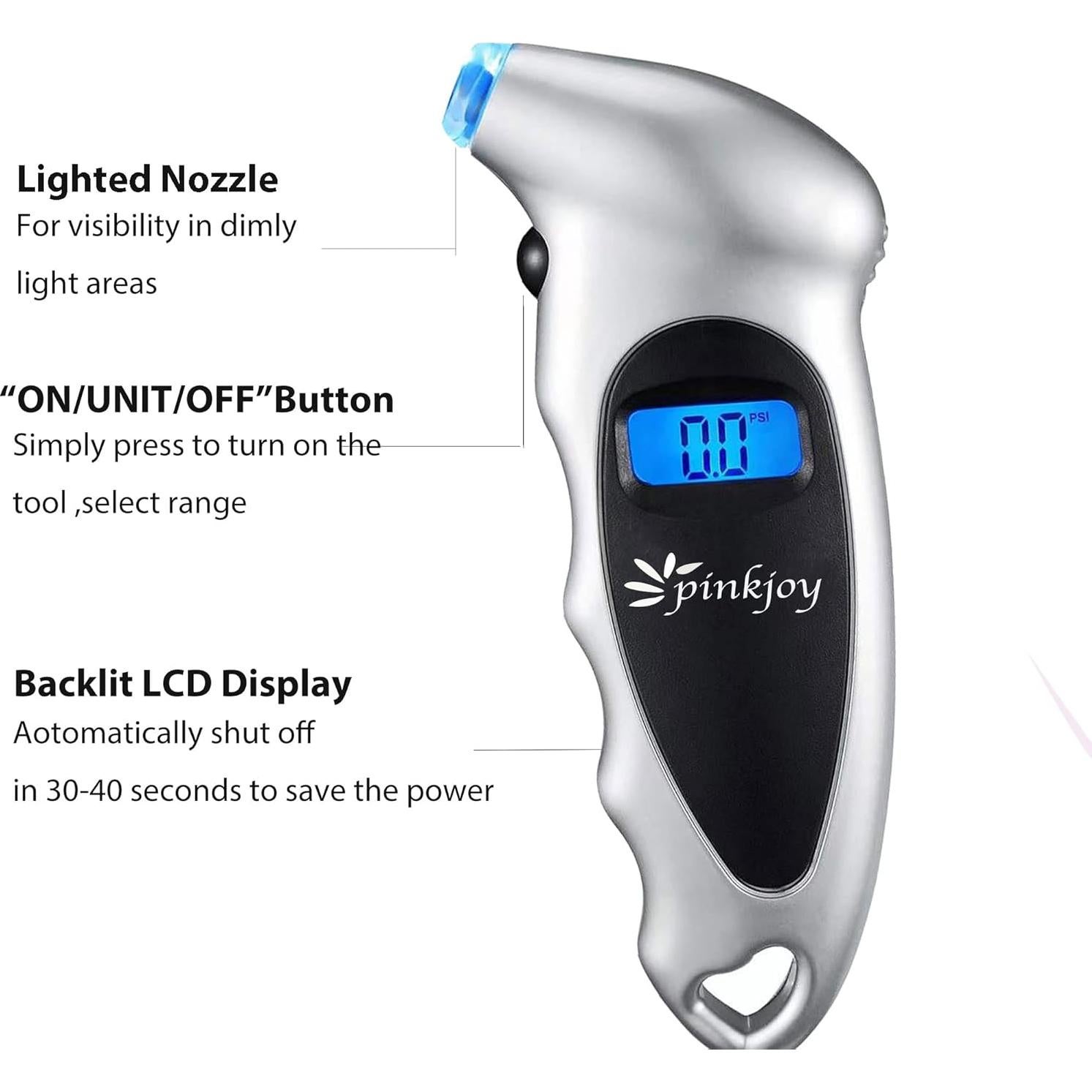 Medidor Digital de Presión de Neumáticos PINKJOY 150 PSI LCD