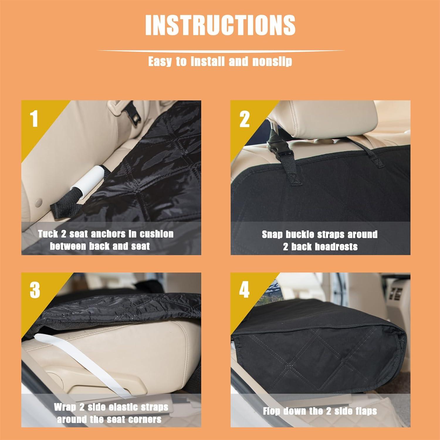 Funda de Asiento para Perros HAPYFOST Impermeable Negro