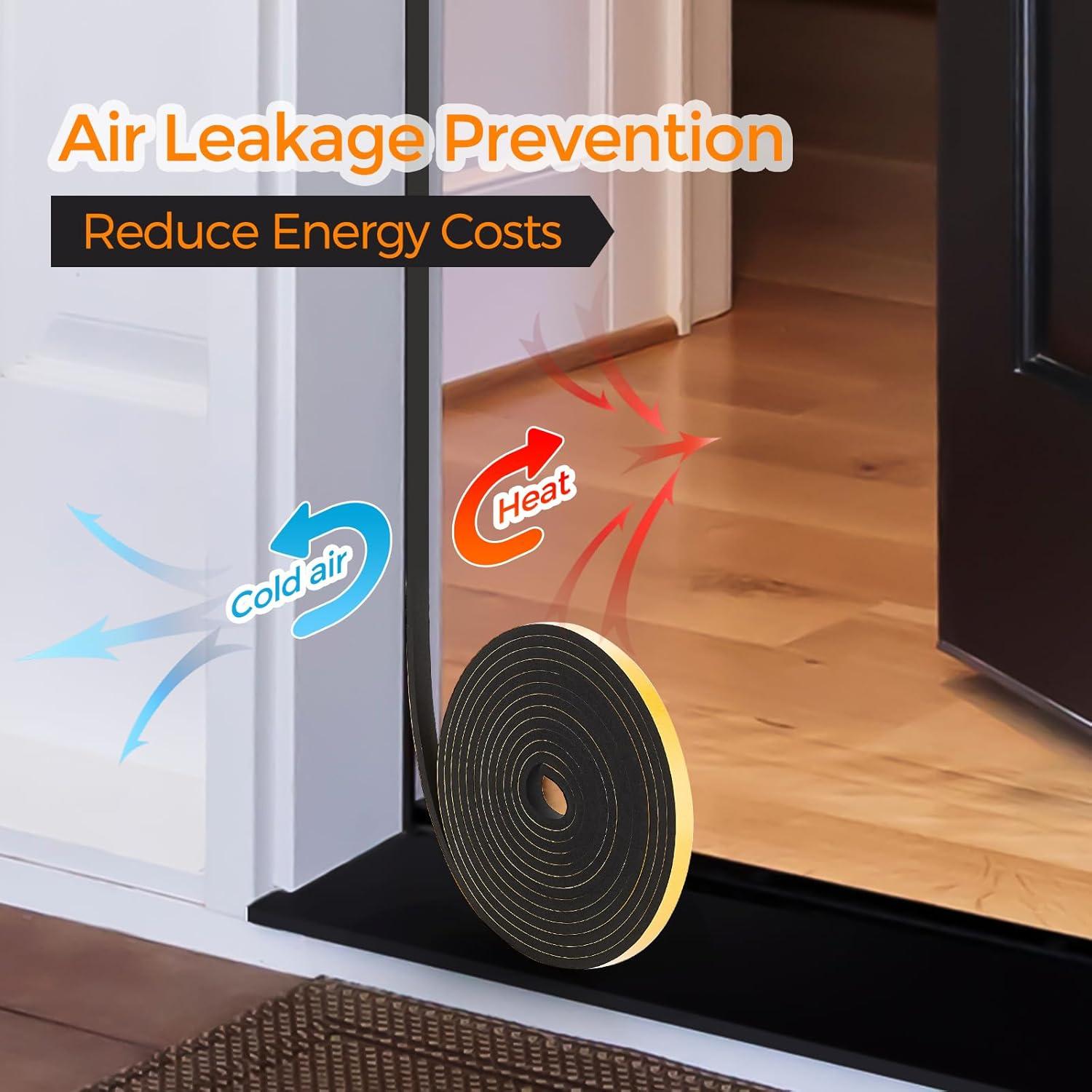 Tira de sellado para puerta Ravinte 1cm x 0.3cm x 4m, negro