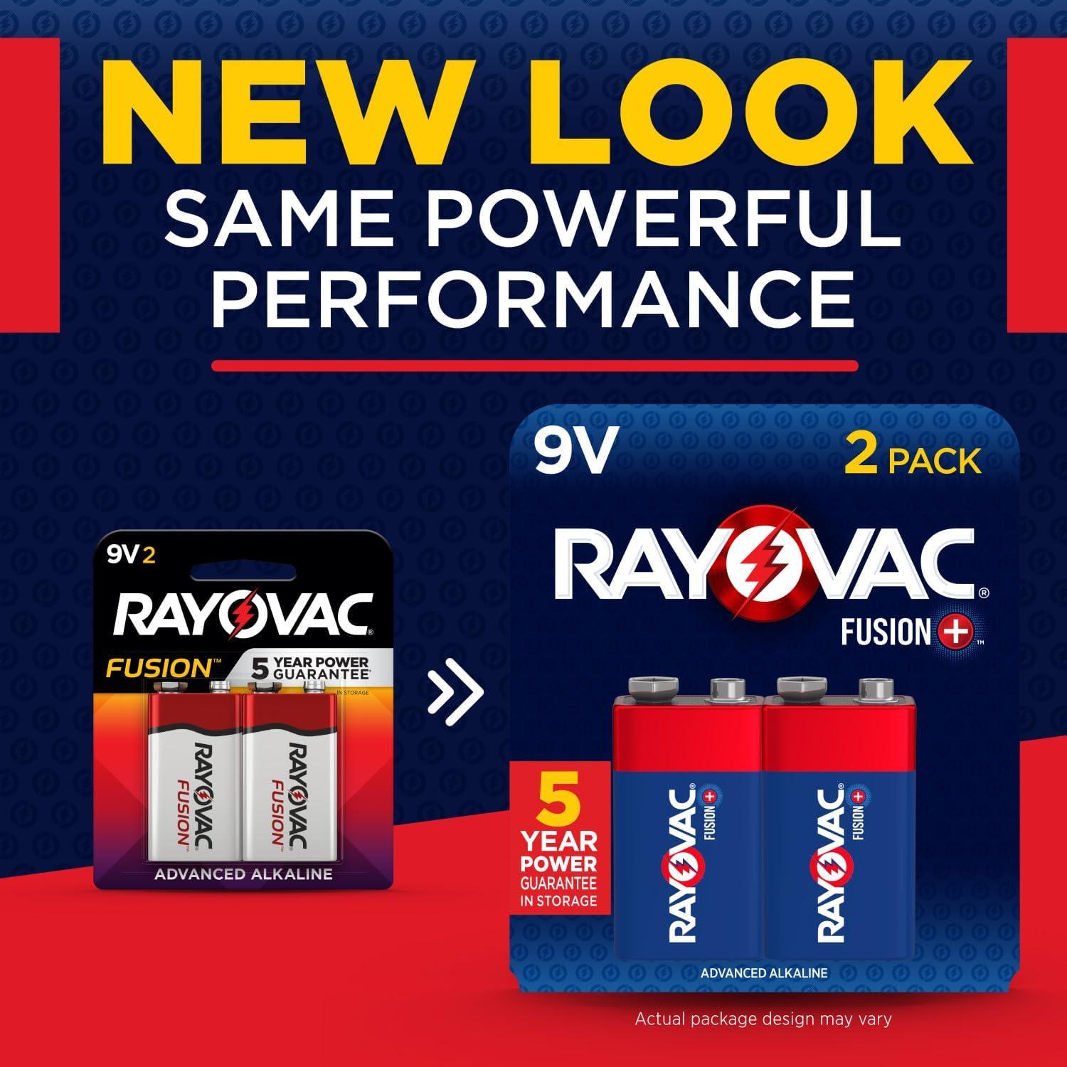 Baterías Alcalinas Rayovac Fusion 9V - Paquete de 2 Unidades