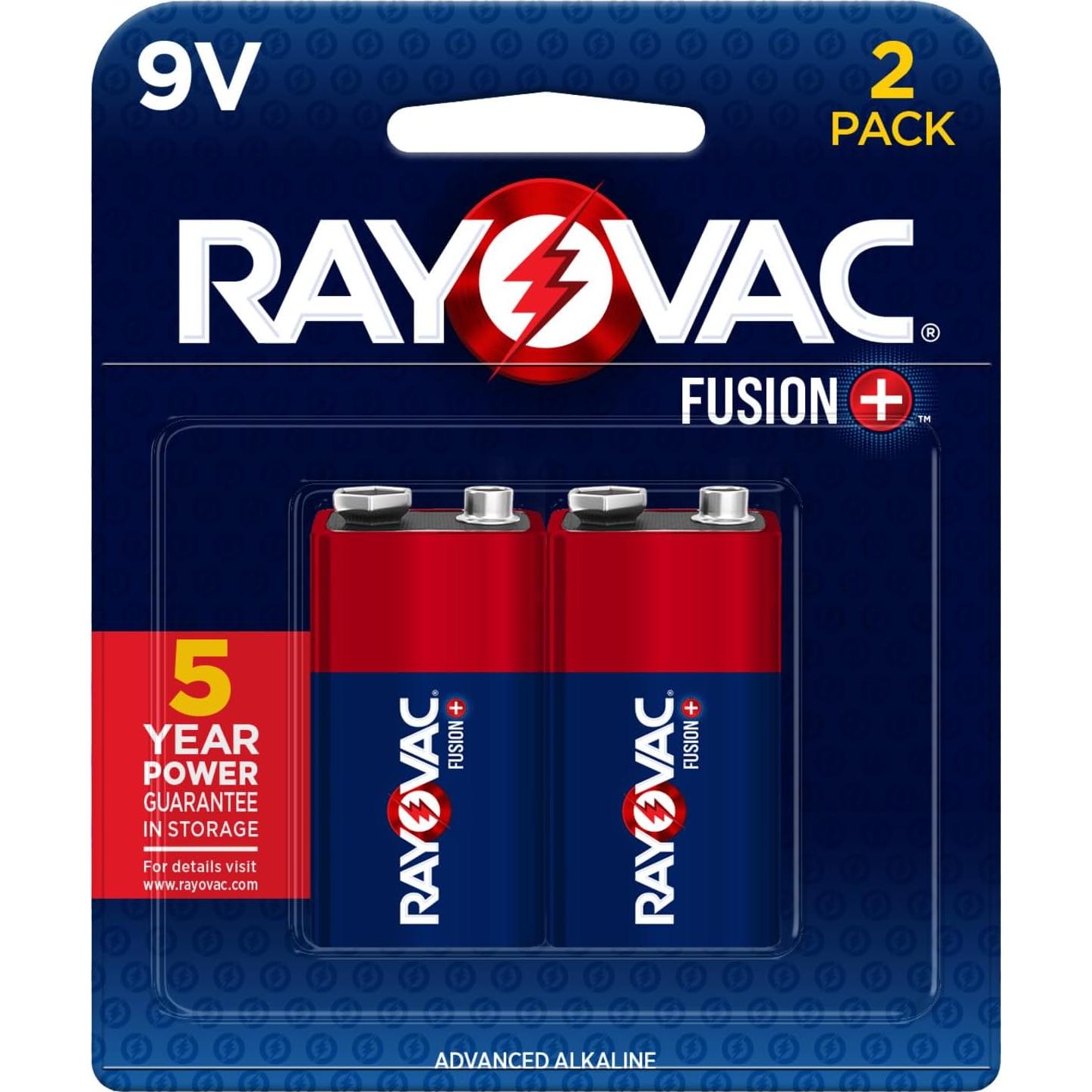 Baterías Alcalinas Rayovac Fusion 9V - Paquete de 2 Unidades
