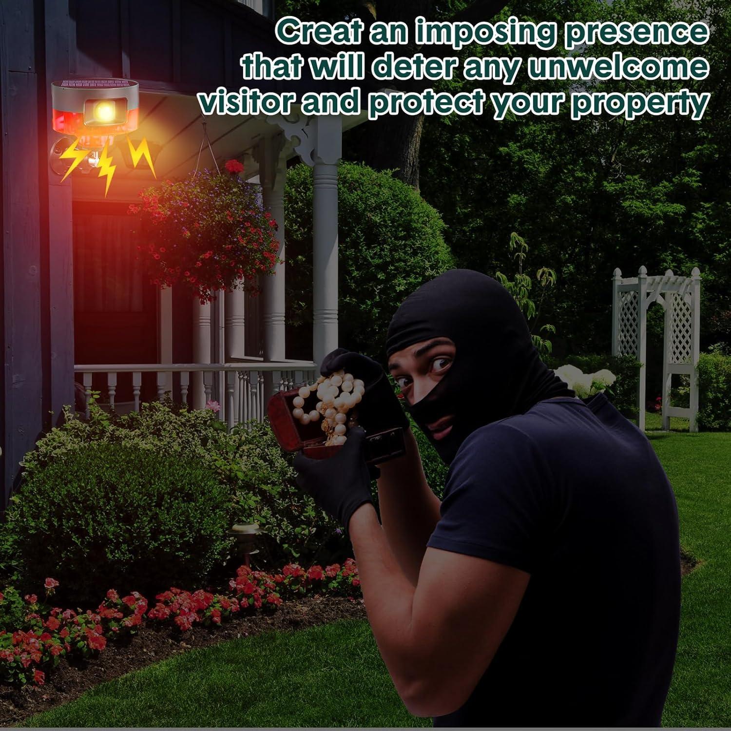 Qualirey Alarma Solar Exterior con Sensor de Movimiento - 2 Piezas