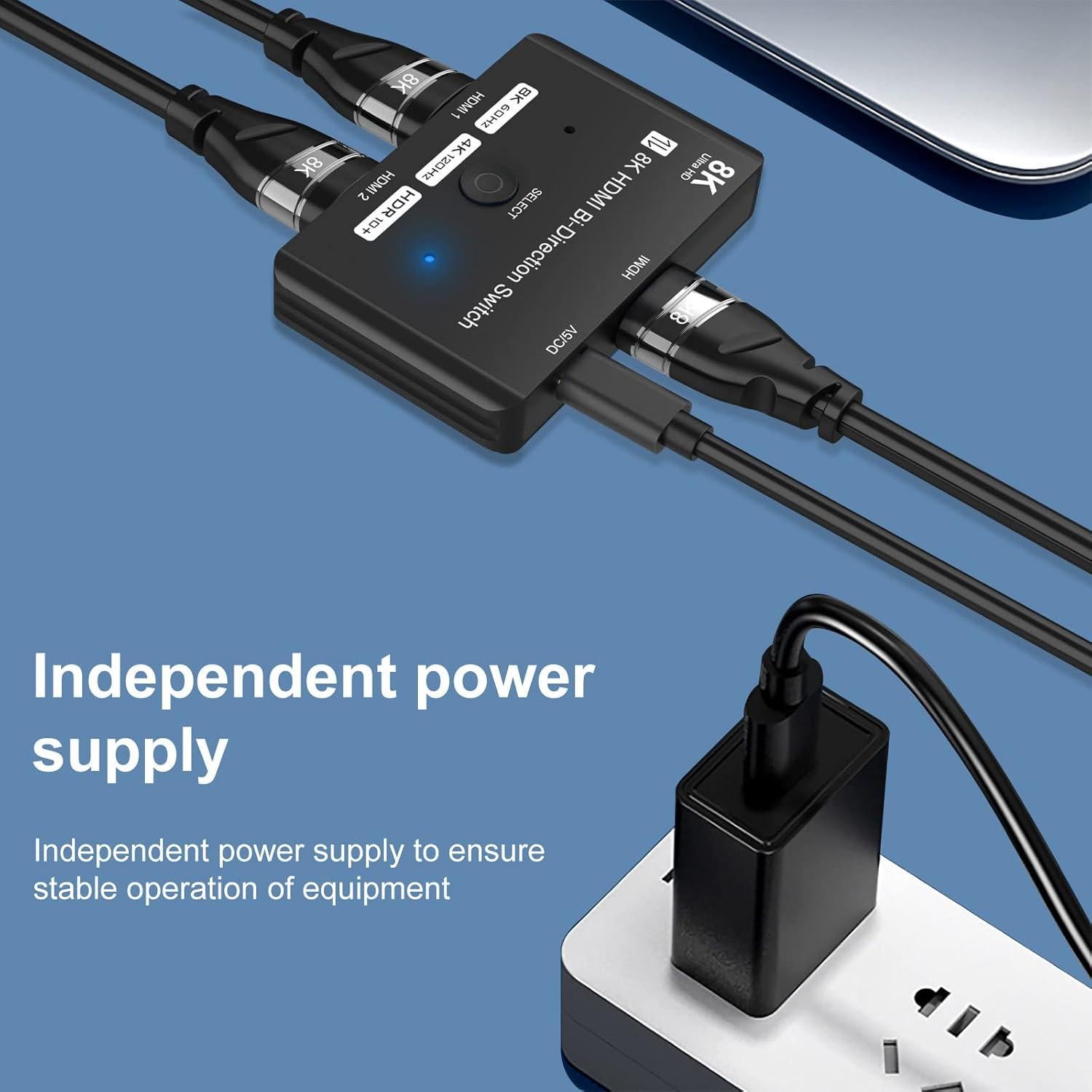 Interruptor HDMI 2.1 Bi-Direccional 8K Y.D.F 2 en 1 Salida