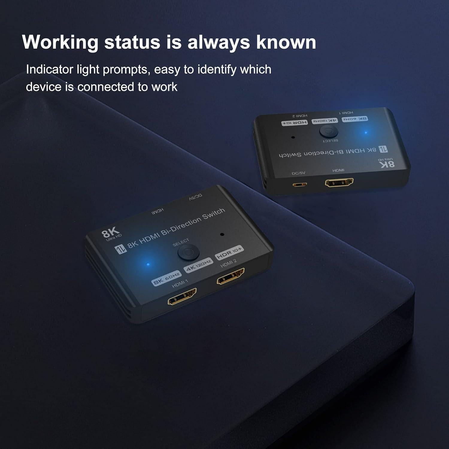 Interruptor HDMI 2.1 Bi-Direccional 8K Y.D.F 2 en 1 Salida