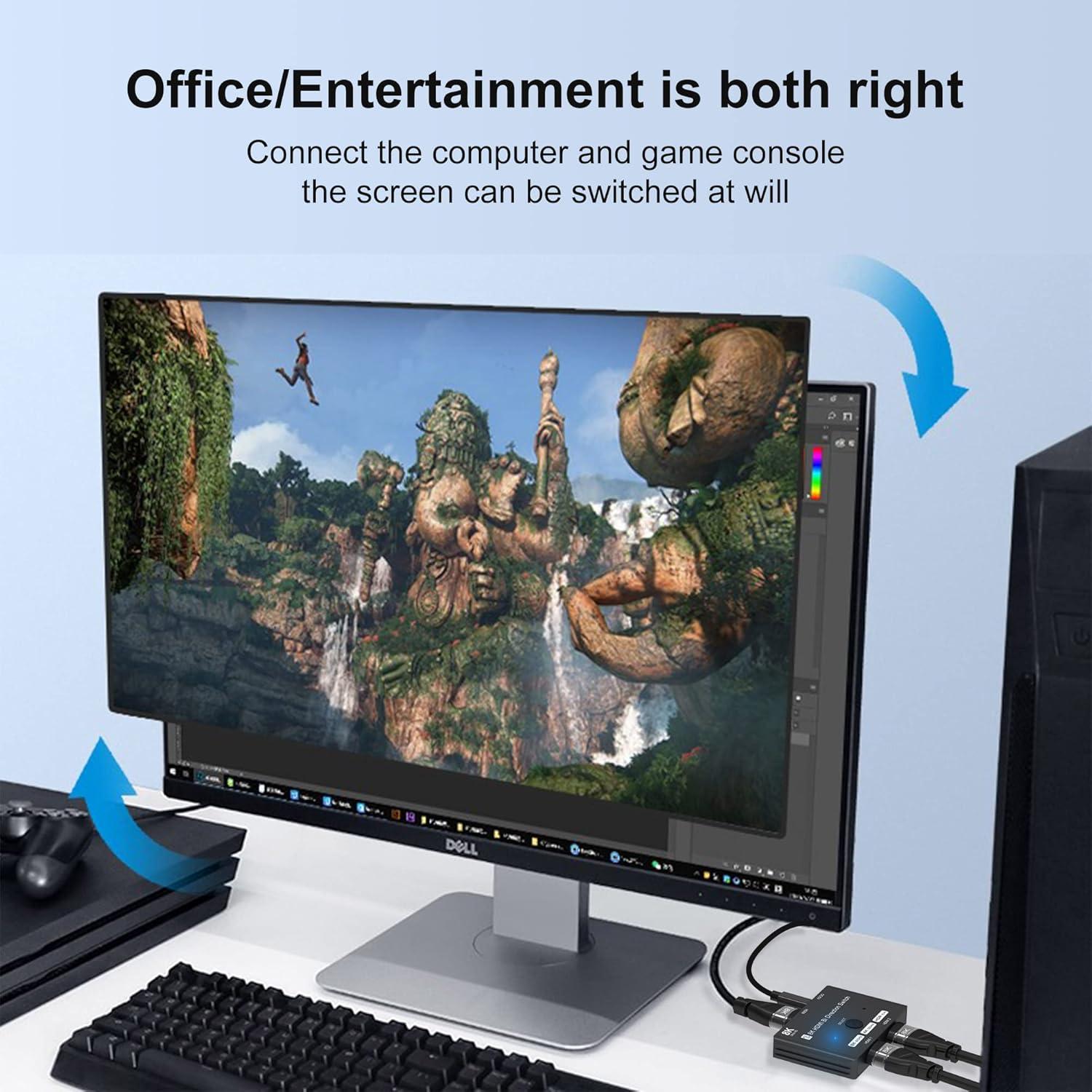 Interruptor HDMI 2.1 Bi-Direccional 8K Y.D.F 2 en 1 Salida