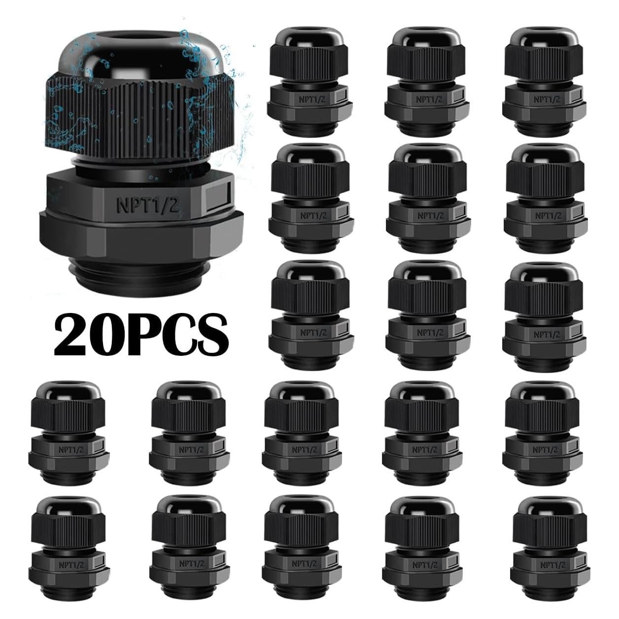 Kit de 20 Garras de Cable Impermeables Maierke 1/2" NPT