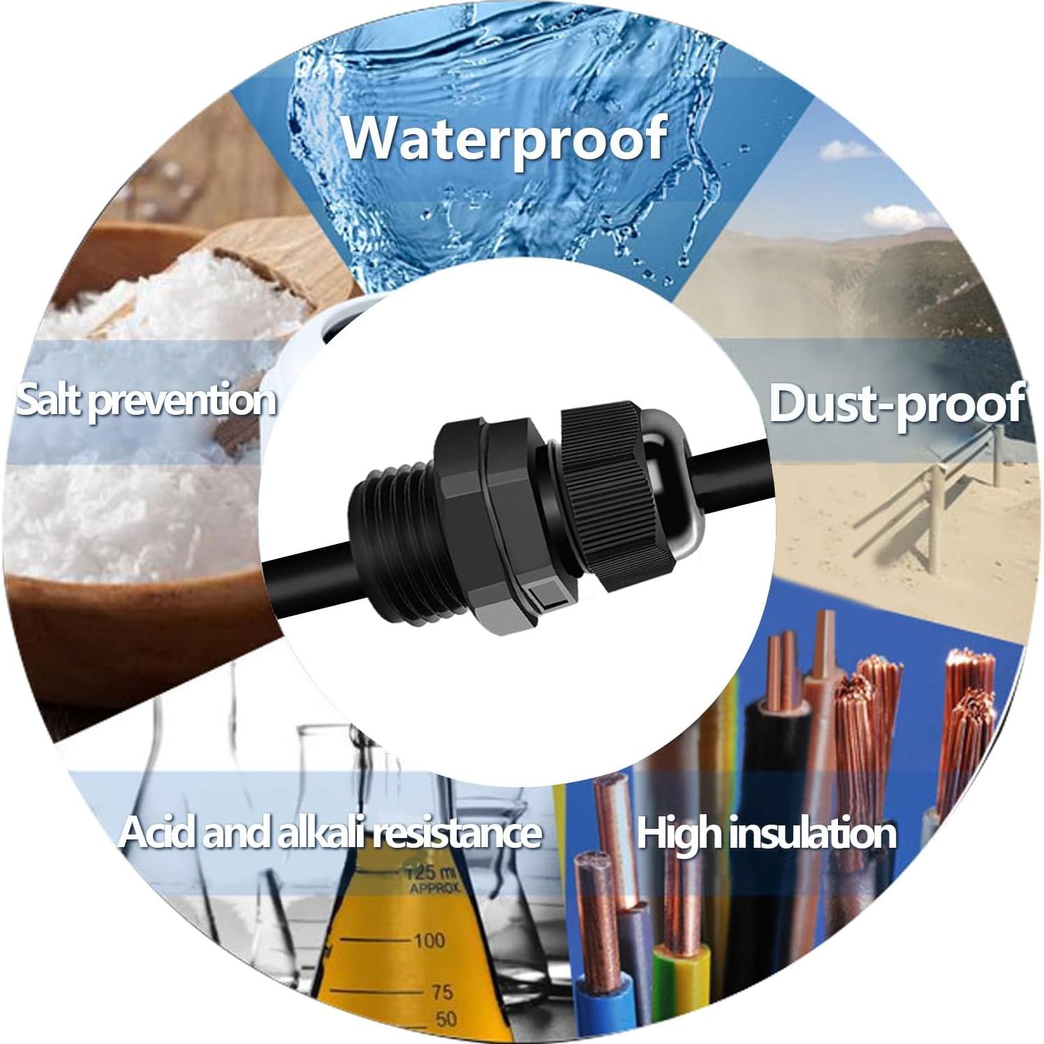 Kit de 20 Garras de Cable Impermeables Maierke 1/2" NPT