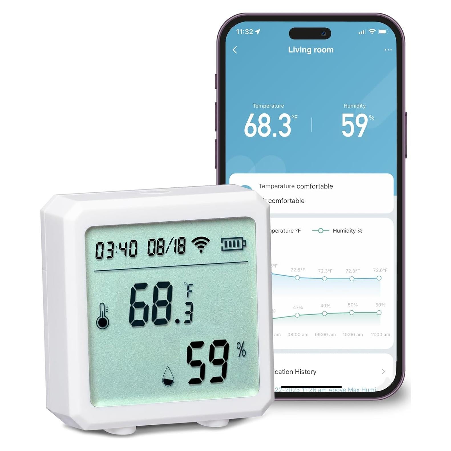 Sensor de Temperatura y Humedad Geeni GN-WA012 - WiFi, Control Alexa