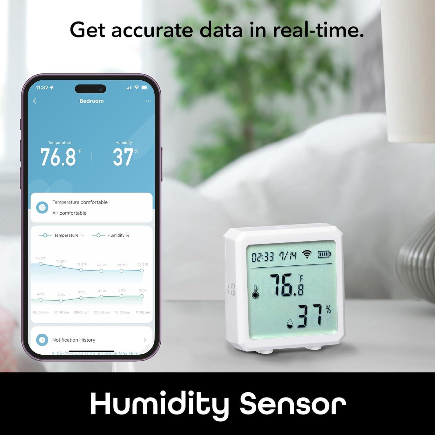 Sensor de Temperatura y Humedad Geeni GN-WA012 - WiFi, Control Alexa