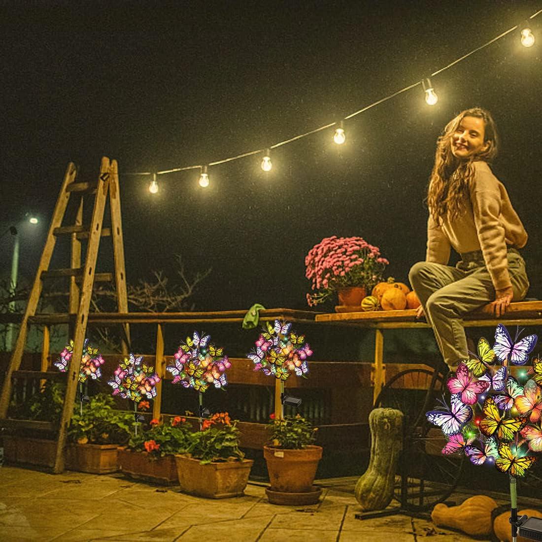 Luces de Jardín Solares Adecorty Paquete de 2 con 34 Mariposas