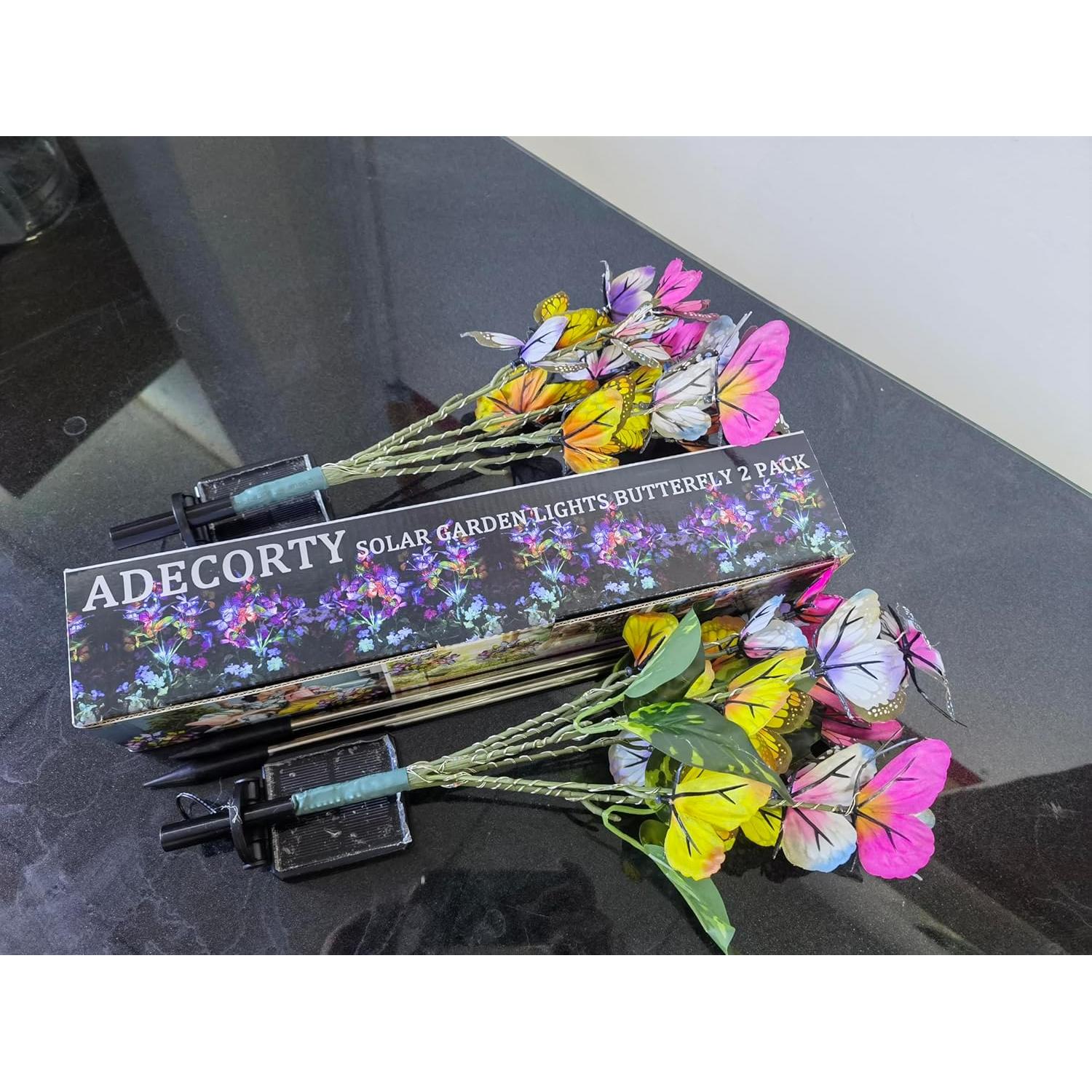 Luces de Jardín Solares Adecorty Paquete de 2 con 34 Mariposas