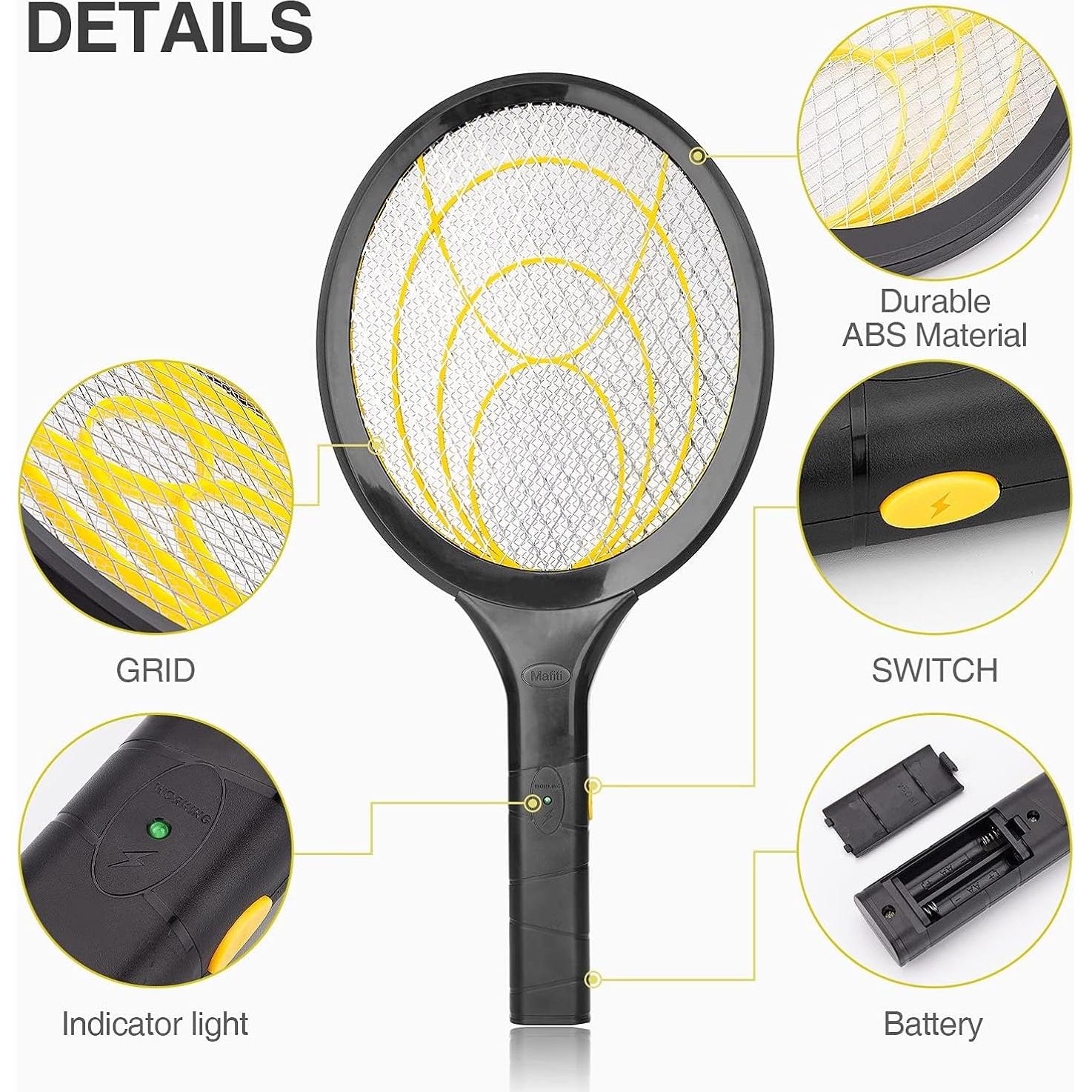 Raqueta Eléctrica para Moscas Mafiti MS100 - Zapper 20W Negro