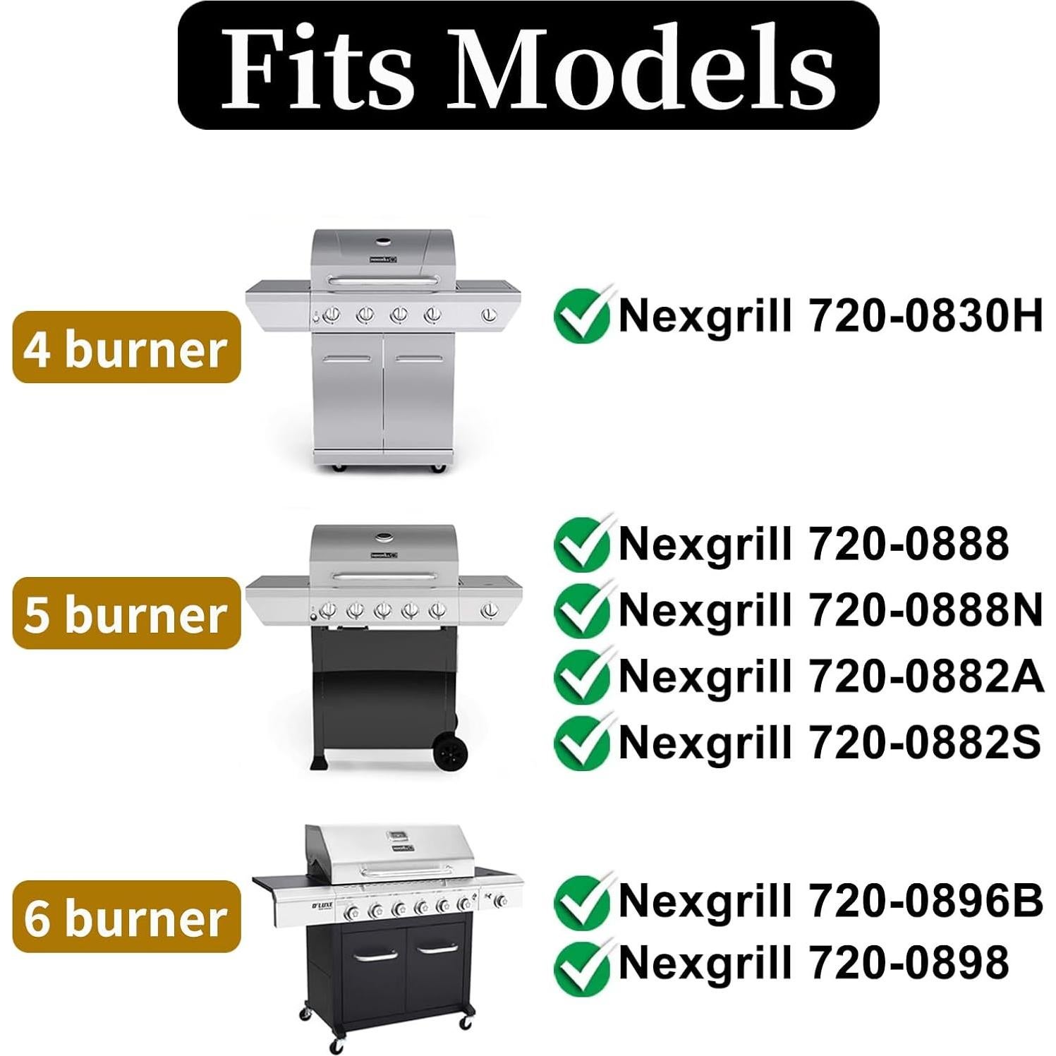 Placas de Calor Nexgrill 4 Quemador Acero Porcelánico 4 Pzas