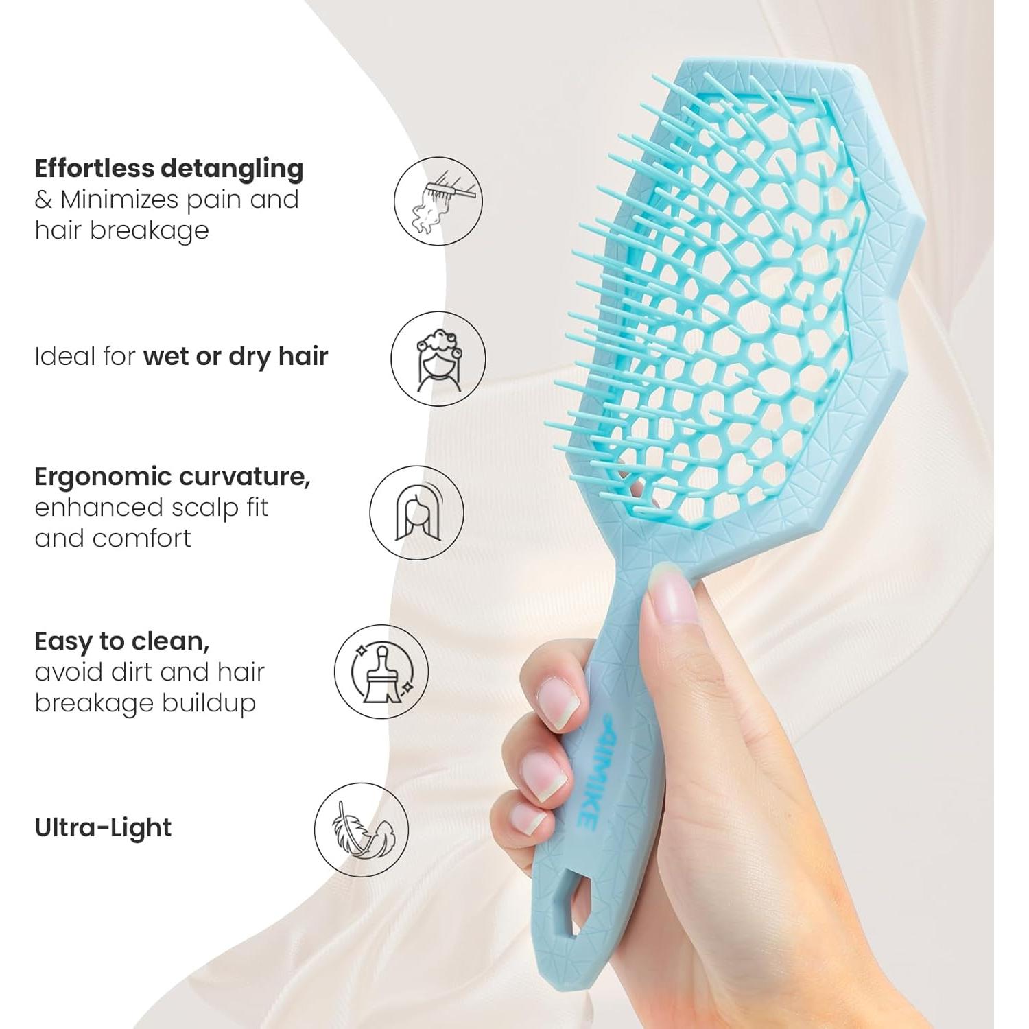 Cepillo Desenredante AIMIKE Glacier Azul para Cabello Rizado