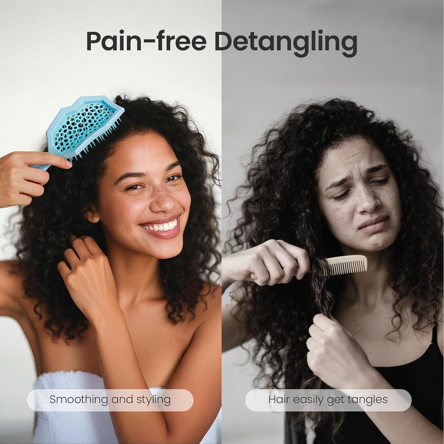 Cepillo Desenredante AIMIKE Glacier Azul para Cabello Rizado