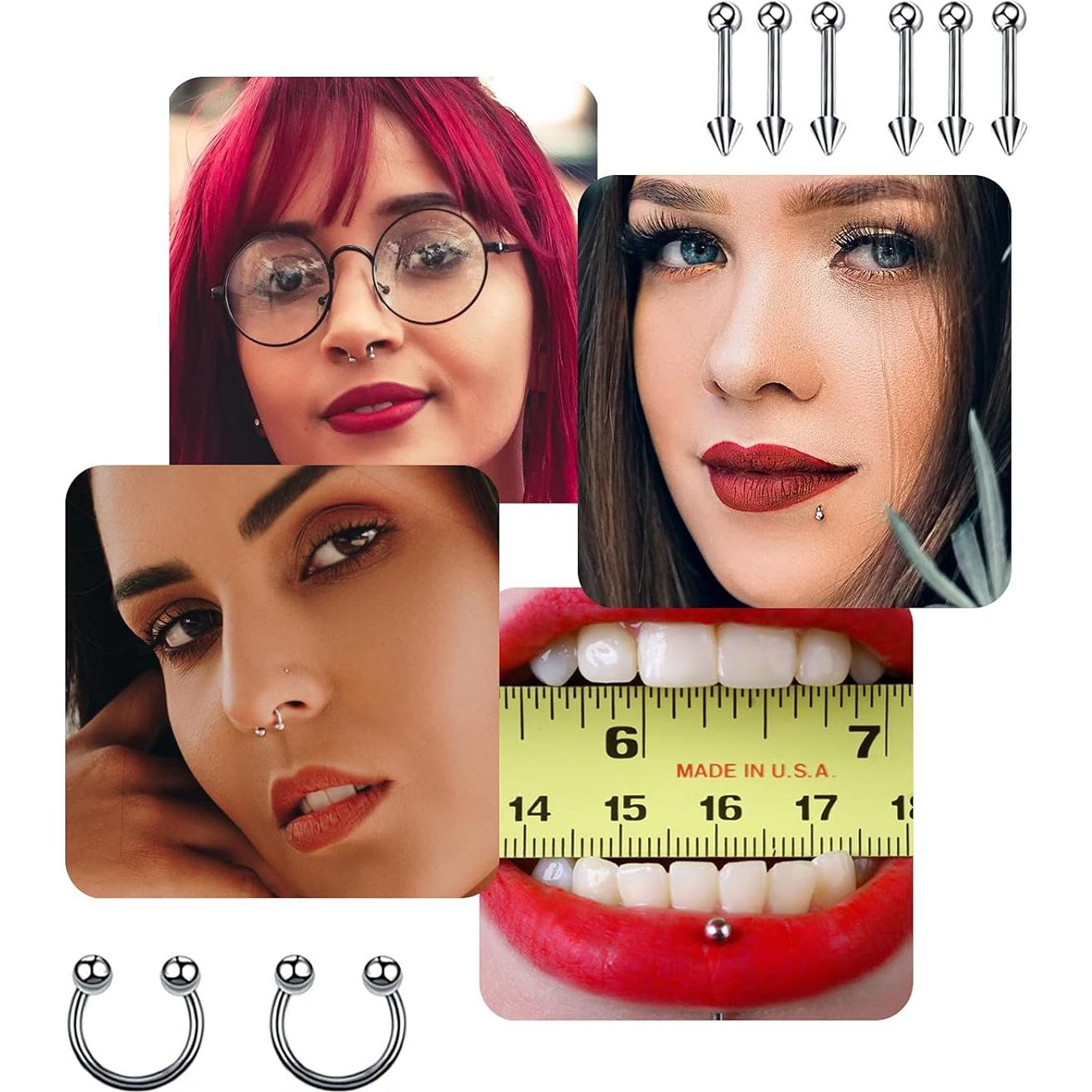 Kit de Piercing Corporal A-minusone 84 Piezas 14G 16G Acero Inoxidable