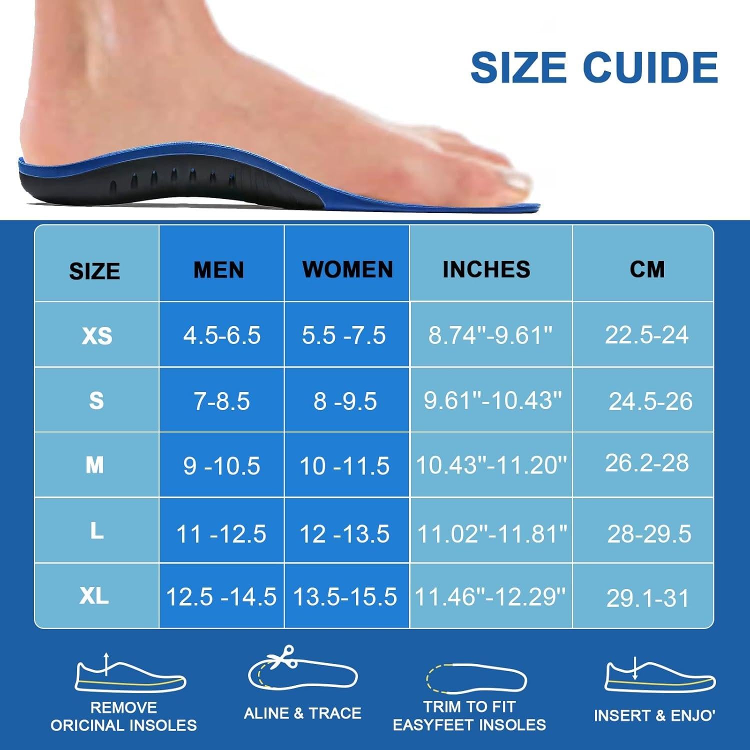 Plantillas de Soporte de Arco Alto Crinova para Fascitis Plantar