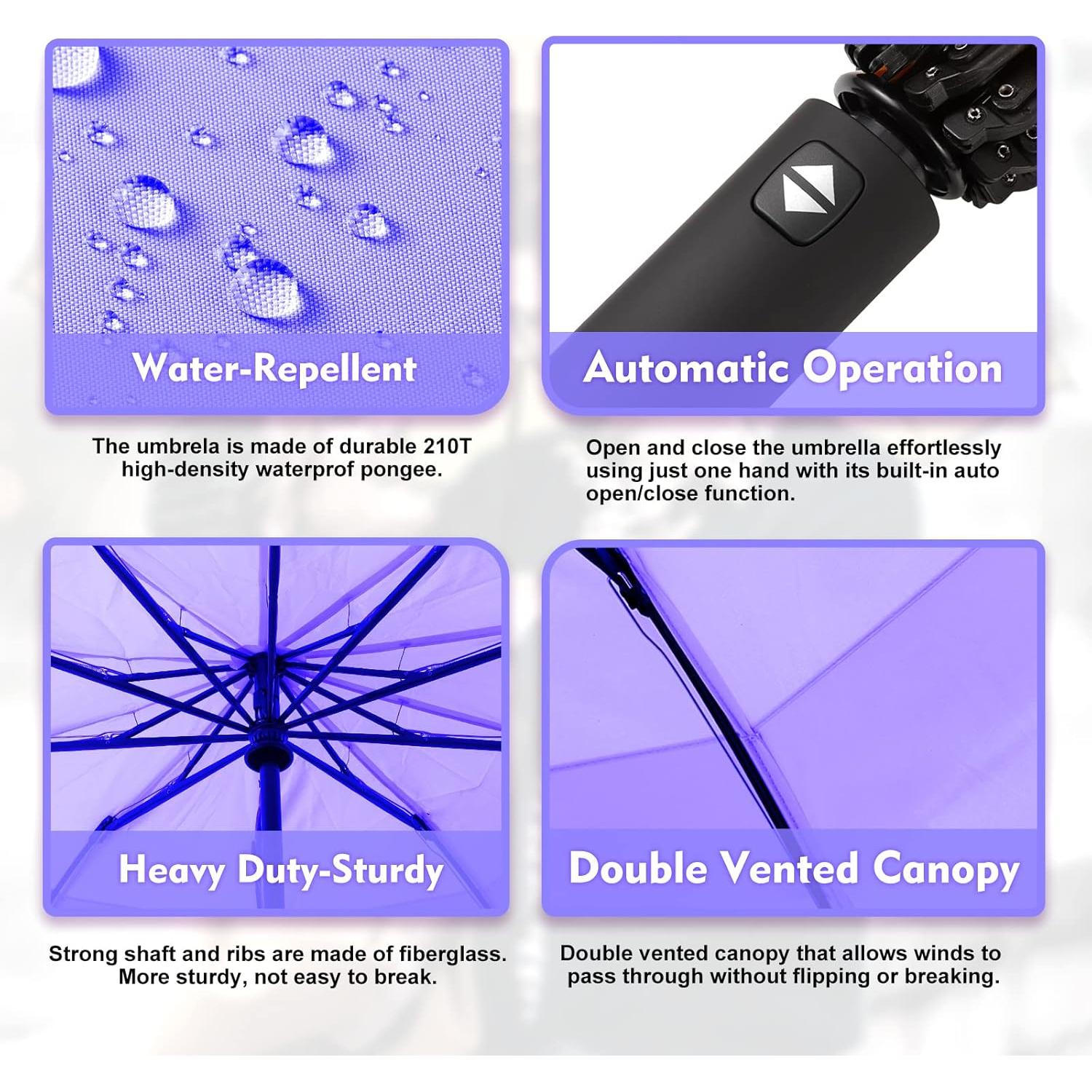 Paraguas Invertido Trenovo Morado 116 cm Automático Compacto