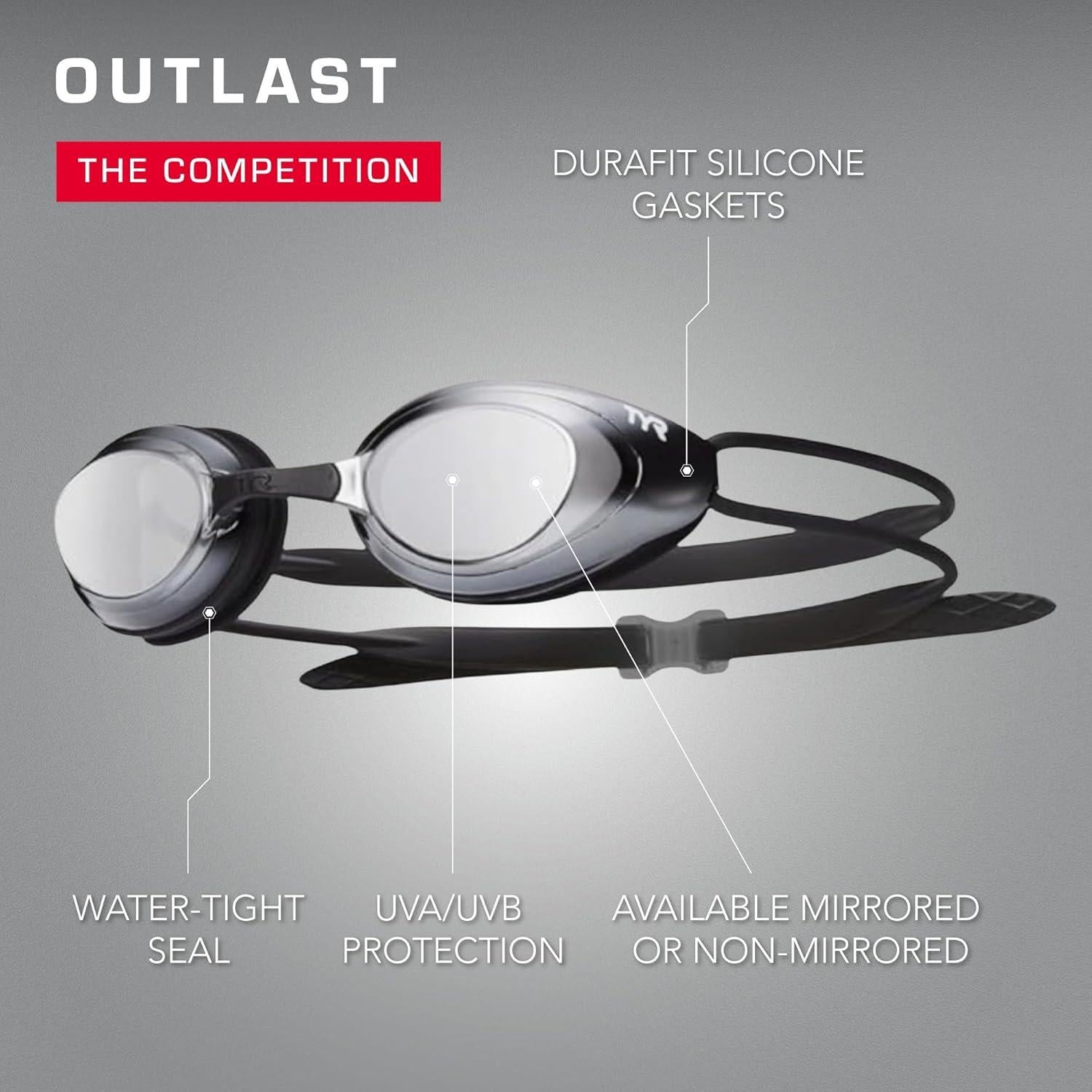 Gafas de natación TYR Blackhawk - Antivaho, UV, Espejadas