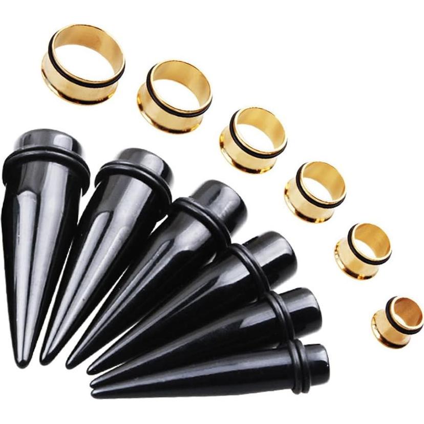 Kit de Estiramiento 24 Piezas TOPBRIGHT Tapers Acrílico y Acero